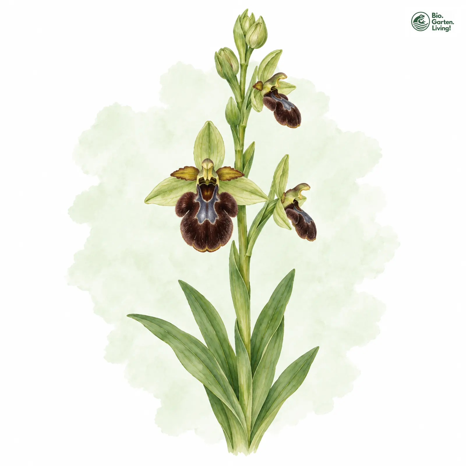 Aquarellzeichnung: Spinnen-Ragwurz (Ophrys sphegodes (im engeren Sinne))