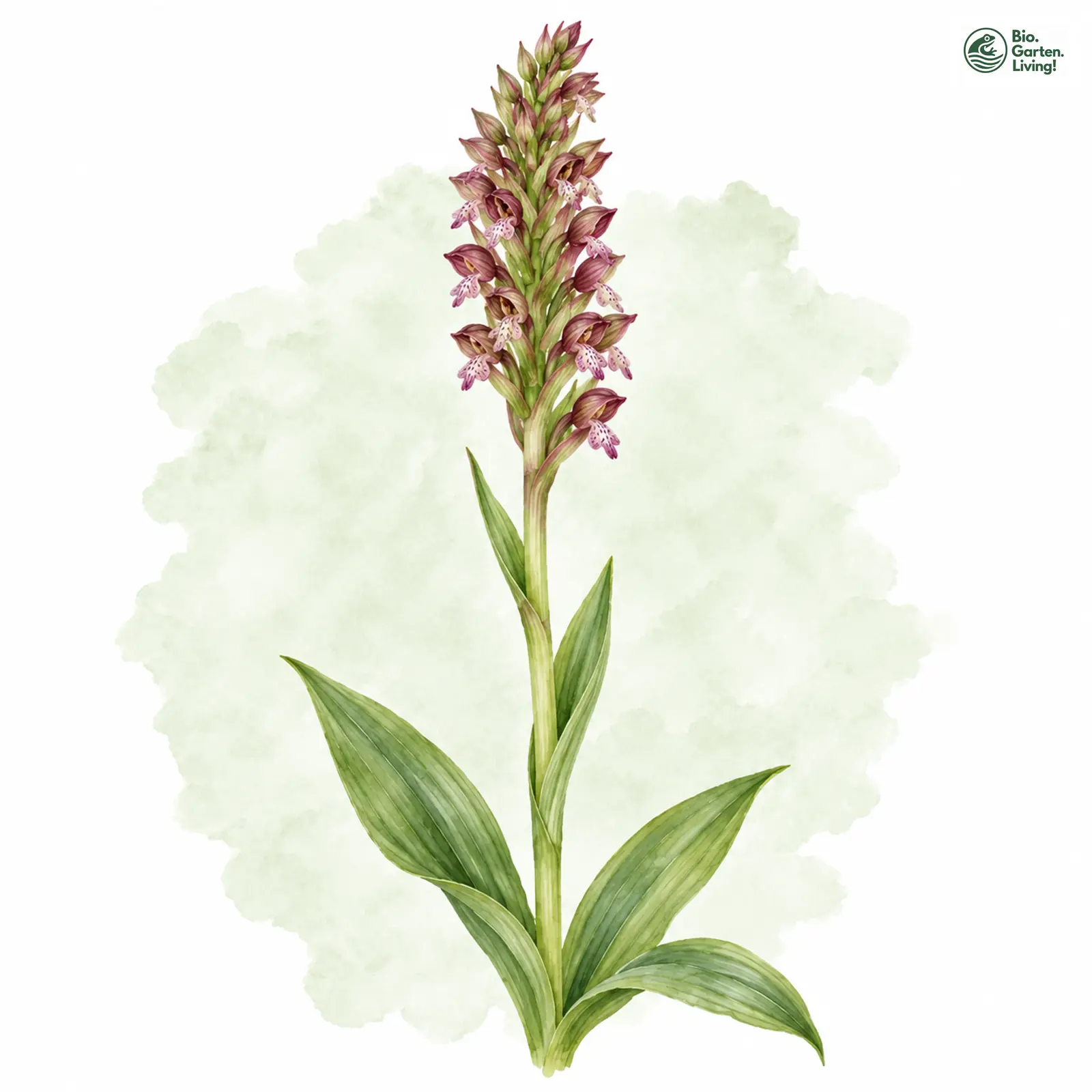 Aquarellzeichnung: Wanzen-Knabenkraut (Orchis coriophora)