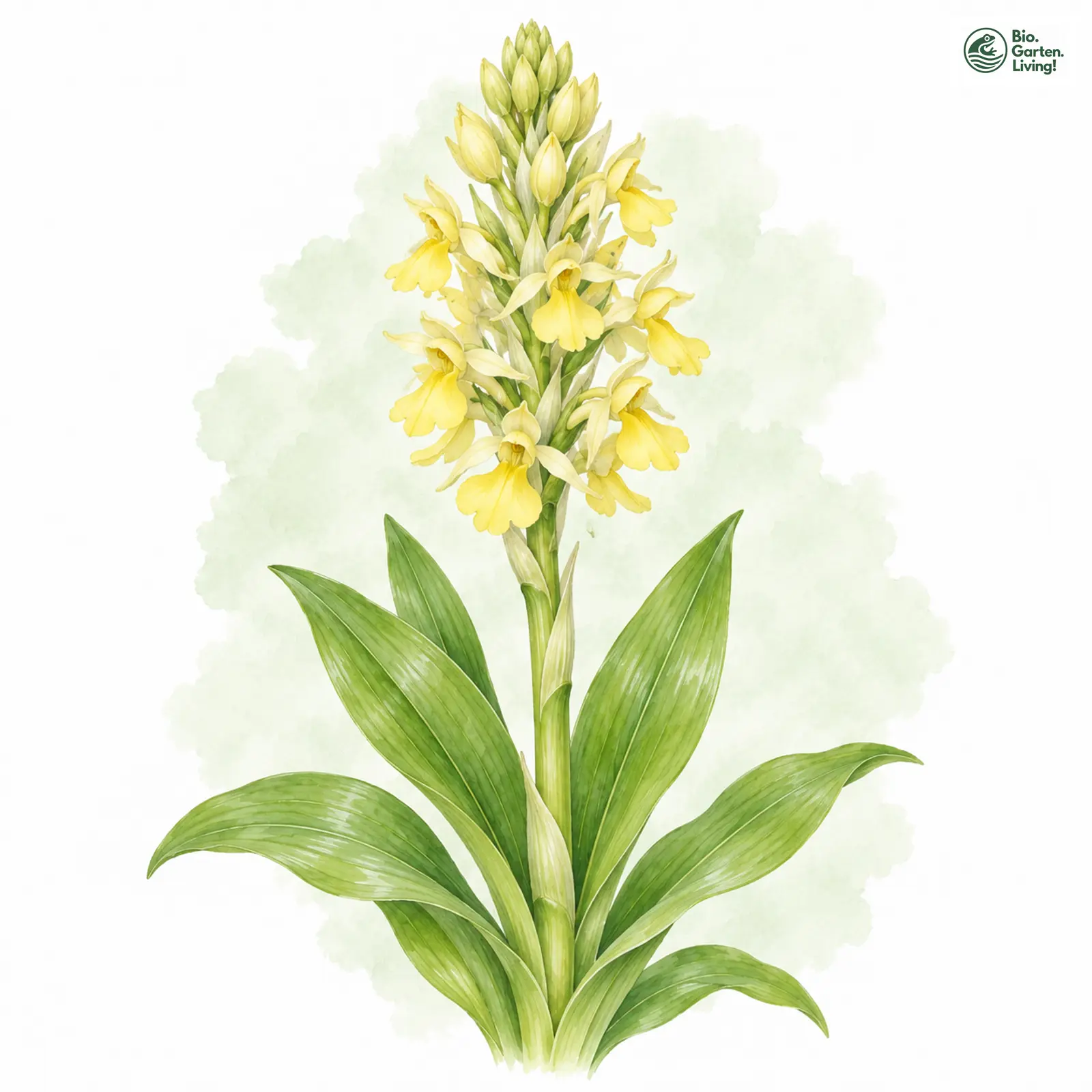 Aquarellzeichnung: Blasses Knabenkraut (Orchis pallens)