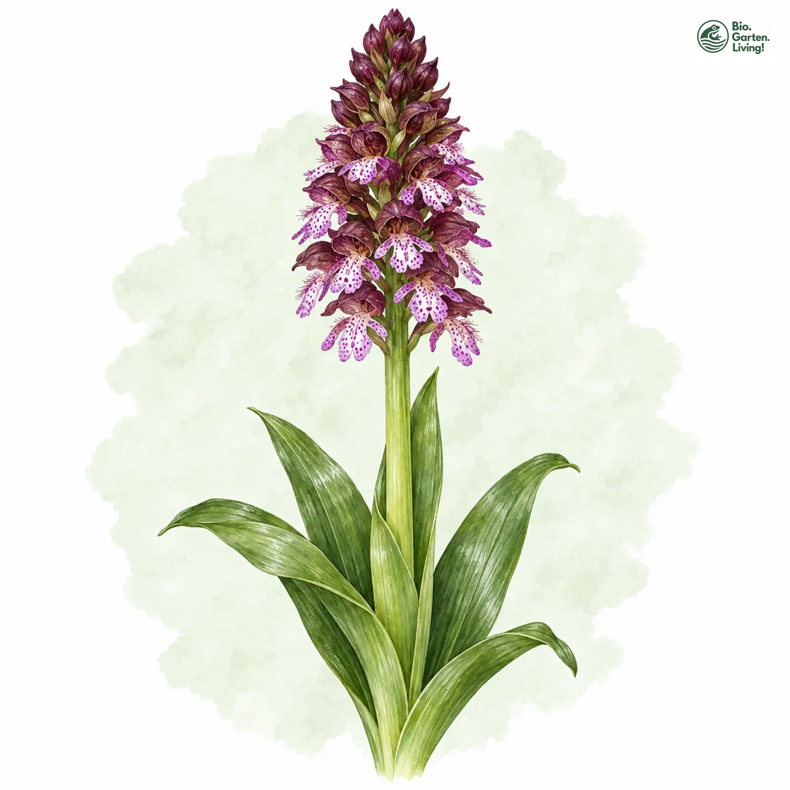Aquarellzeichnung: Purpur-Knabenkraut (Orchis purpurea)