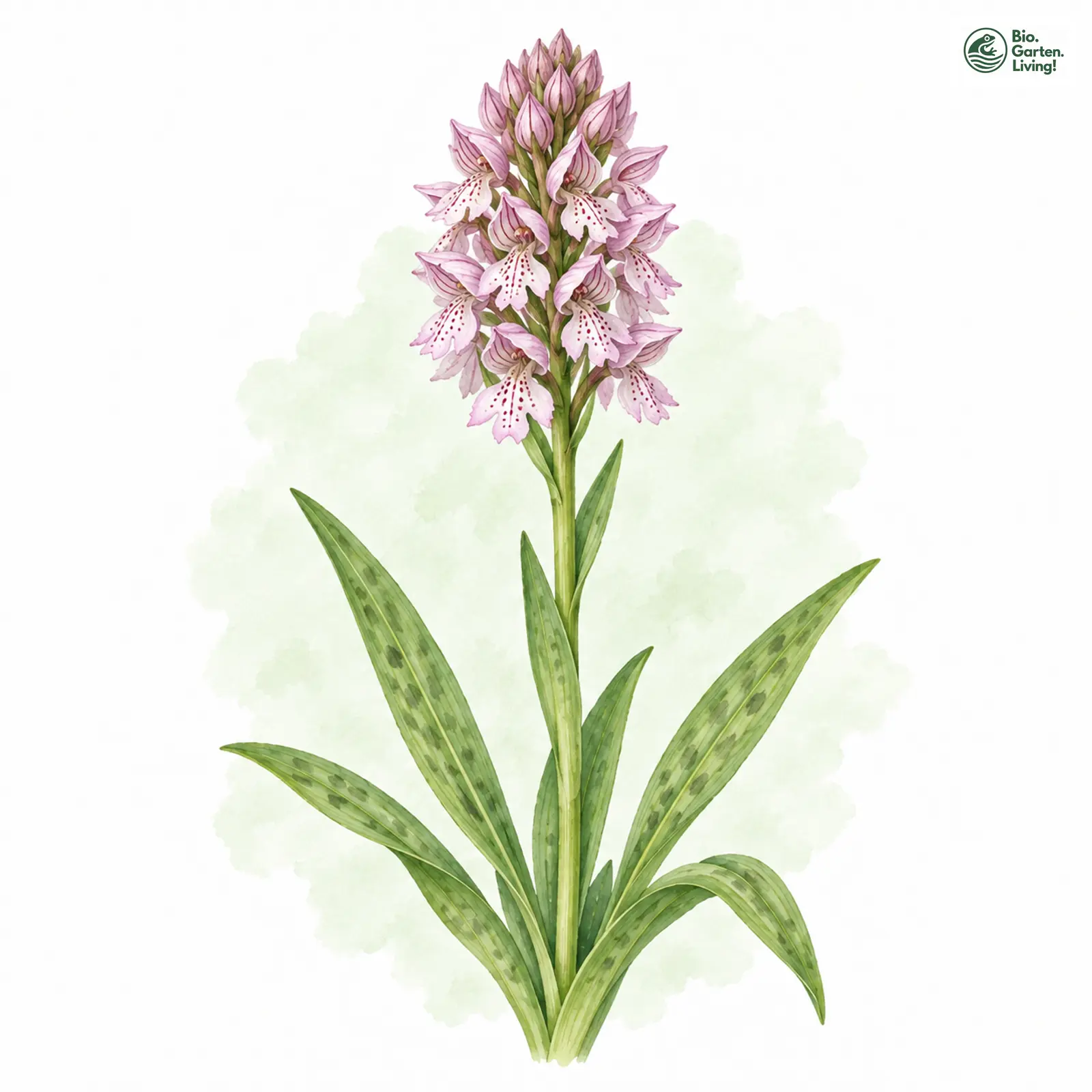 Aquarellzeichnung: Dreizähniges Knabenkraut (Orchis tridentata)