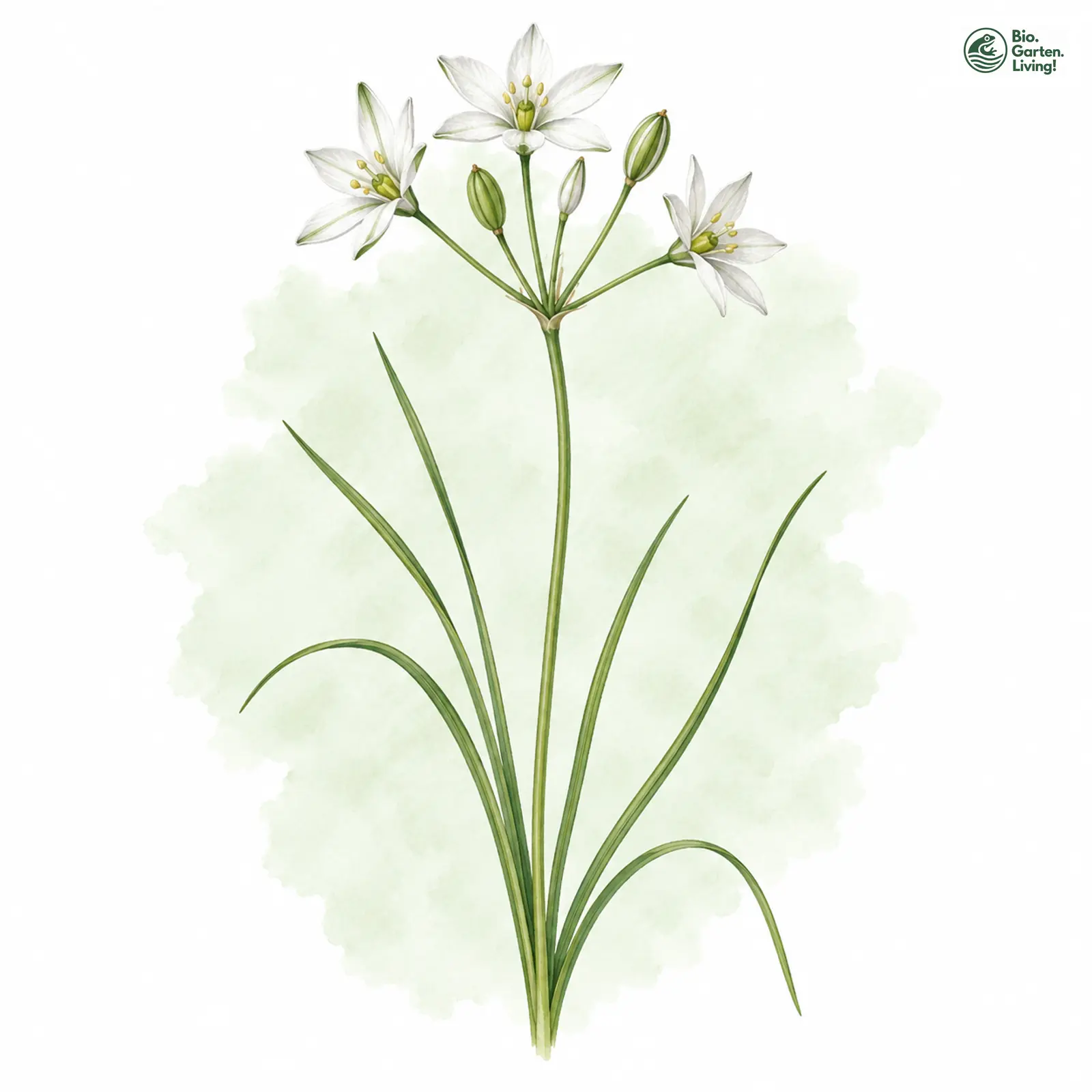 Aquarellzeichnung: Schmalblättriger Milchstern (Ornithogalum angustifolium)