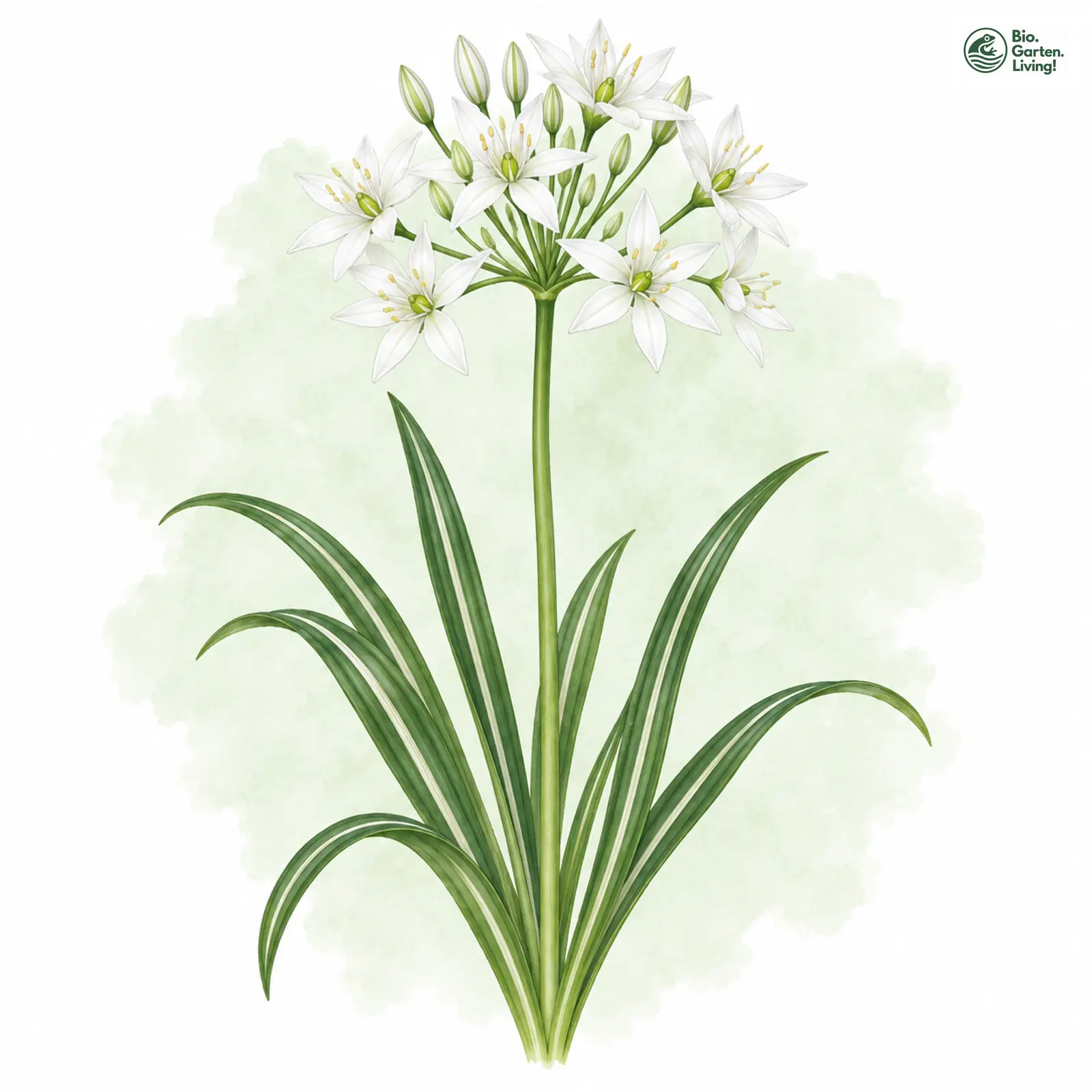Aquarellzeichnung: Dolden-Milchstern (Ornithogalum umbellatum (im engeren Sinne))