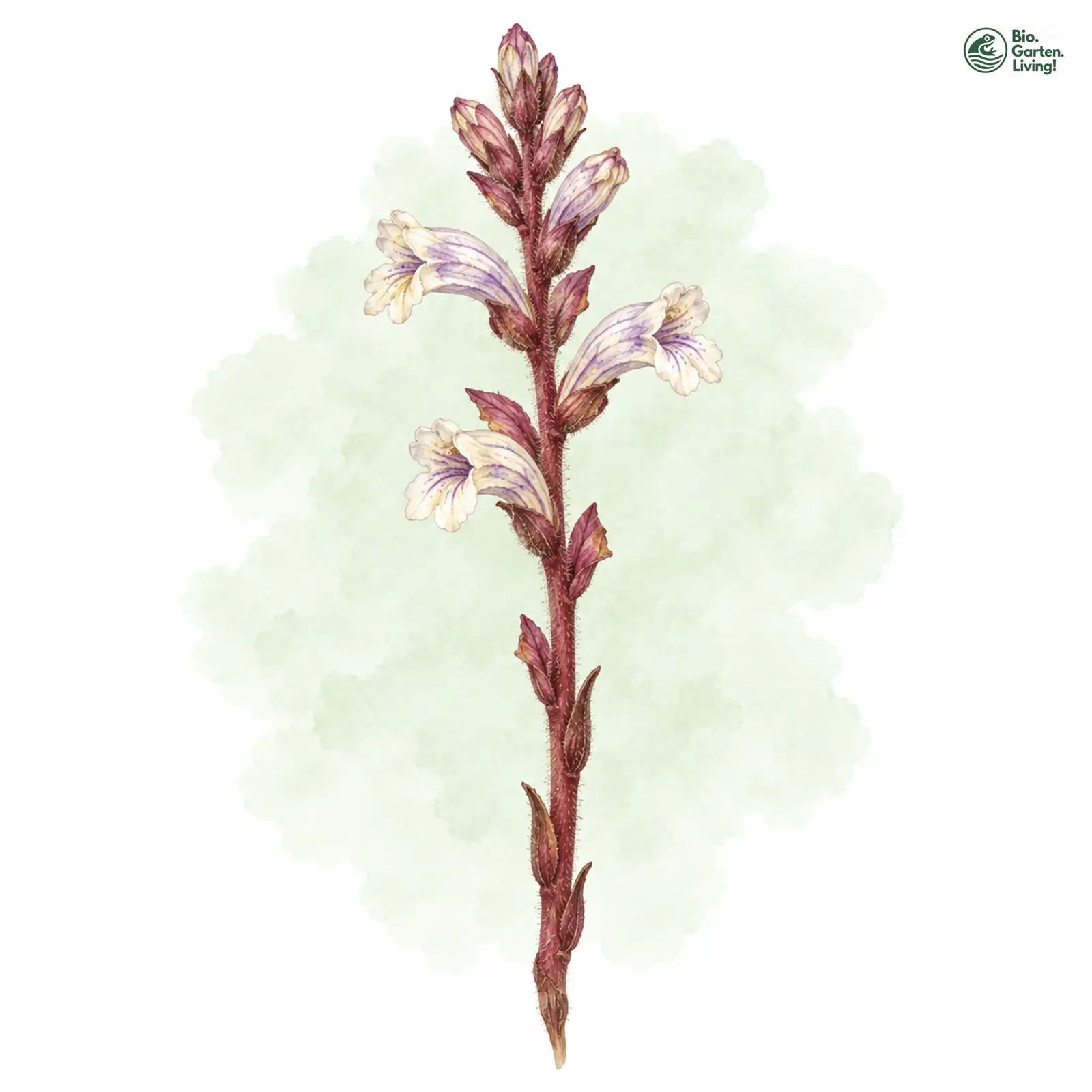 Aquarellzeichnung: Quendel-Sommerwurz (Orobanche alba)