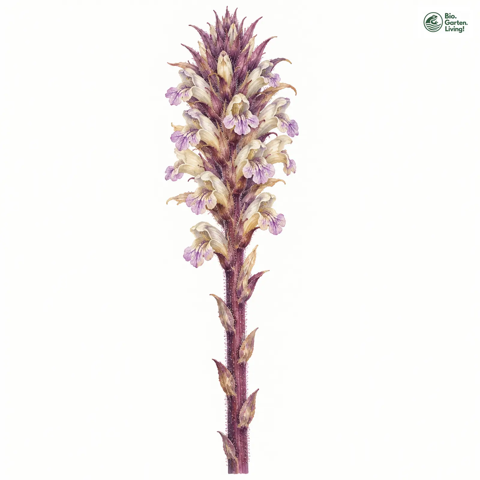 Aquarellzeichnung: Amethyst-Sommerwurz (Orobanche amethystea)