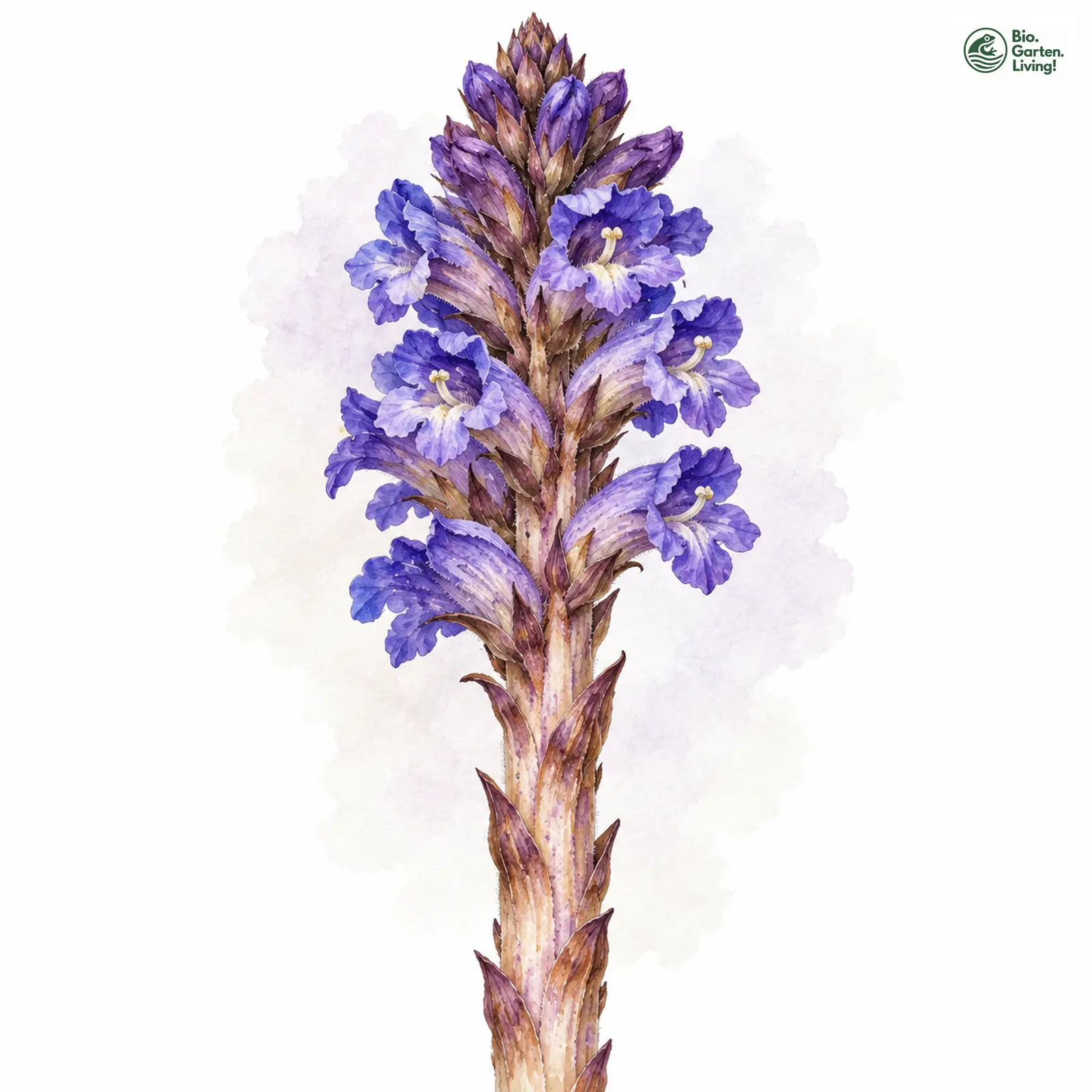 Aquarellzeichnung: Böhmische Sommerwurz (Orobanche bohemica)