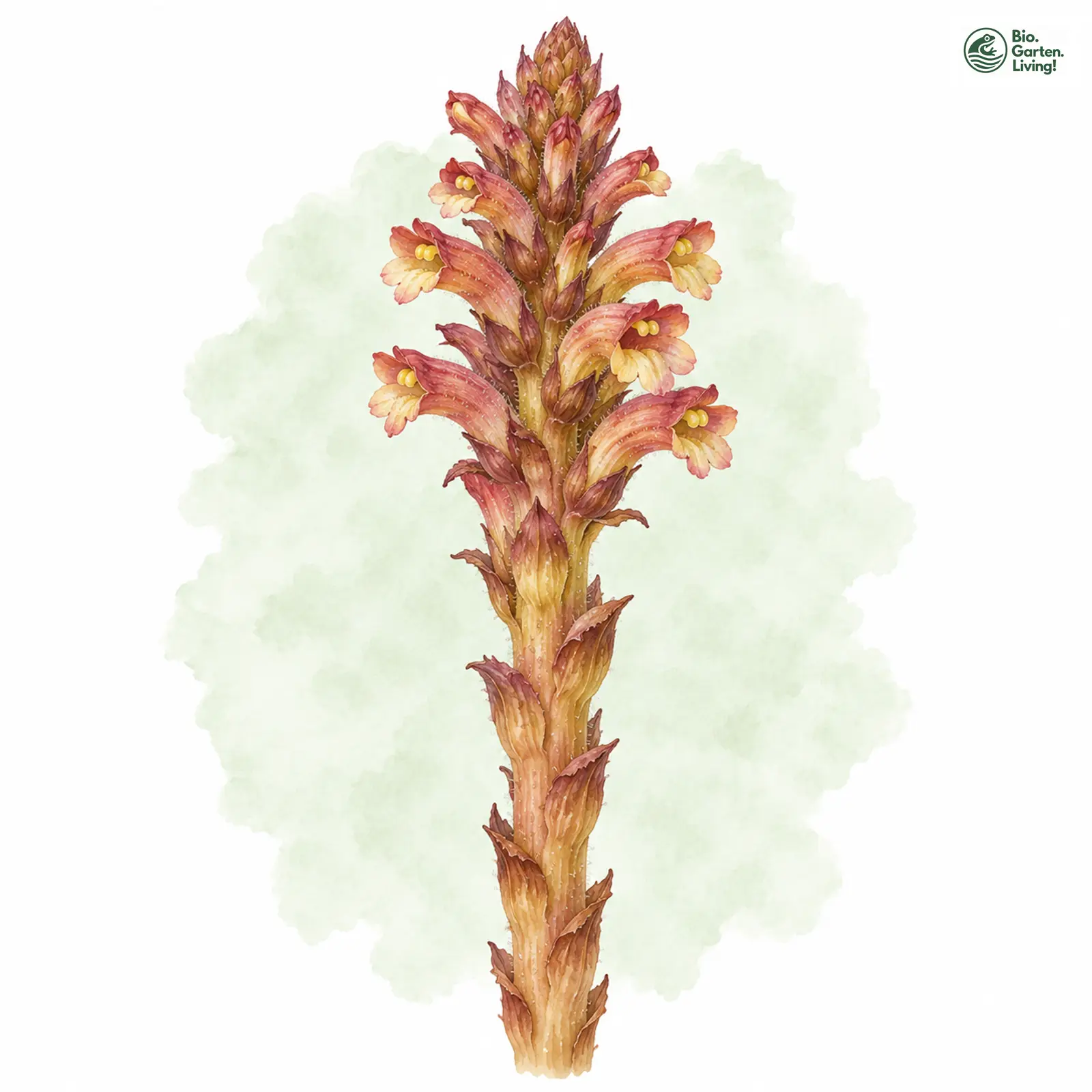 Aquarellzeichnung: Große Sommerwurz (Orobanche elatior)