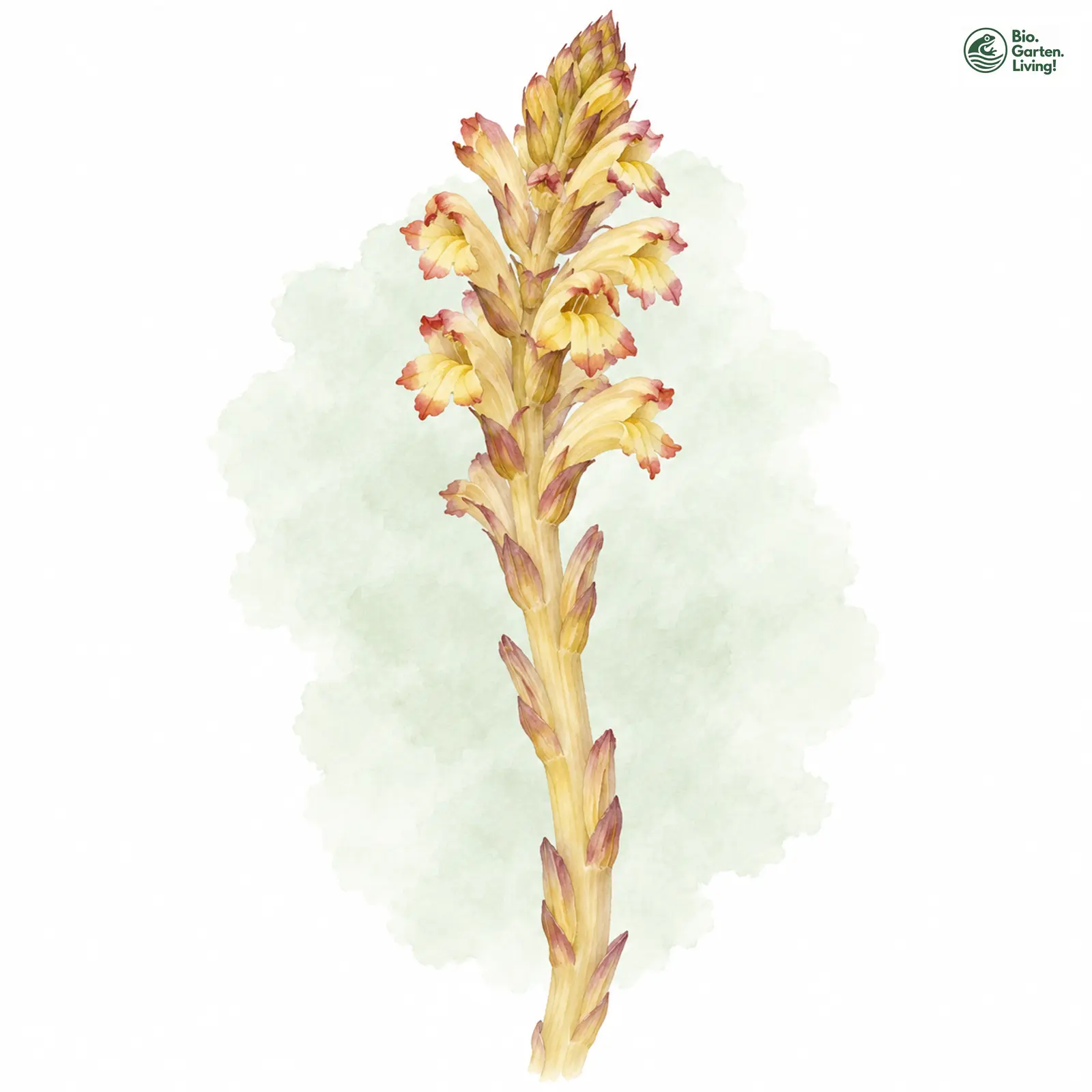 Aquarellzeichnung: Pestwurz-Sommerwurz (Orobanche flava)