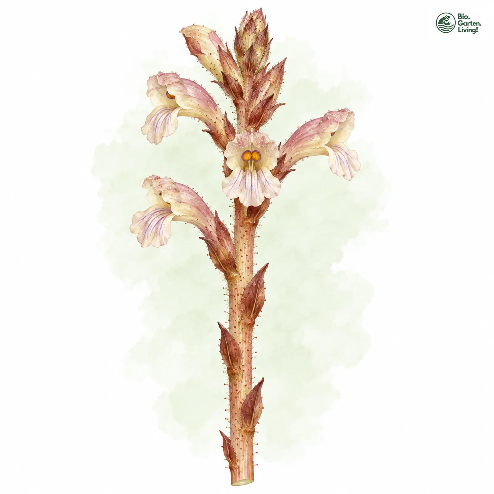 Aquarellzeichnung: Efeu-Sommerwurz (Orobanche hederae)