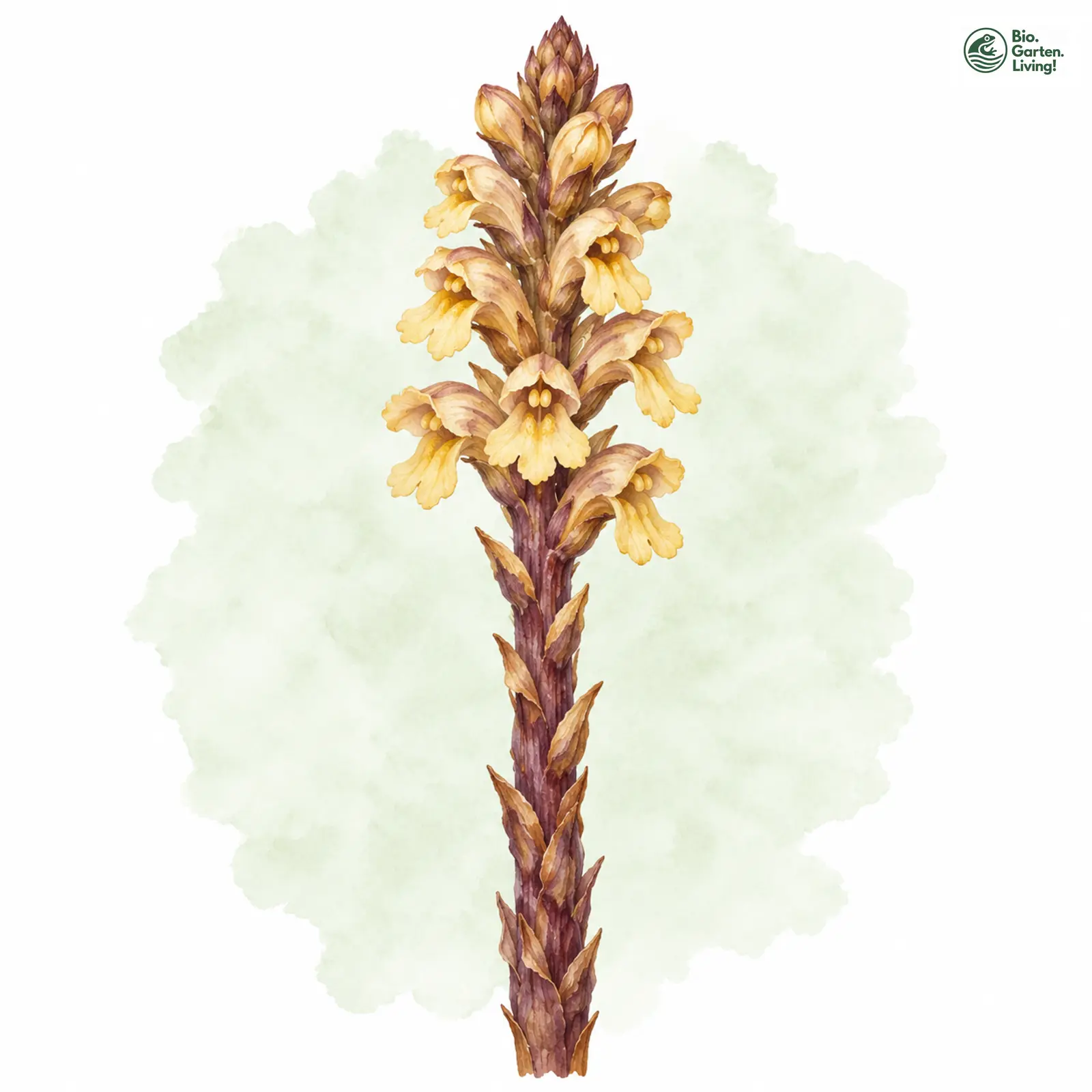 Aquarellzeichnung: Gelbe Sommerwurz (Orobanche lutea)