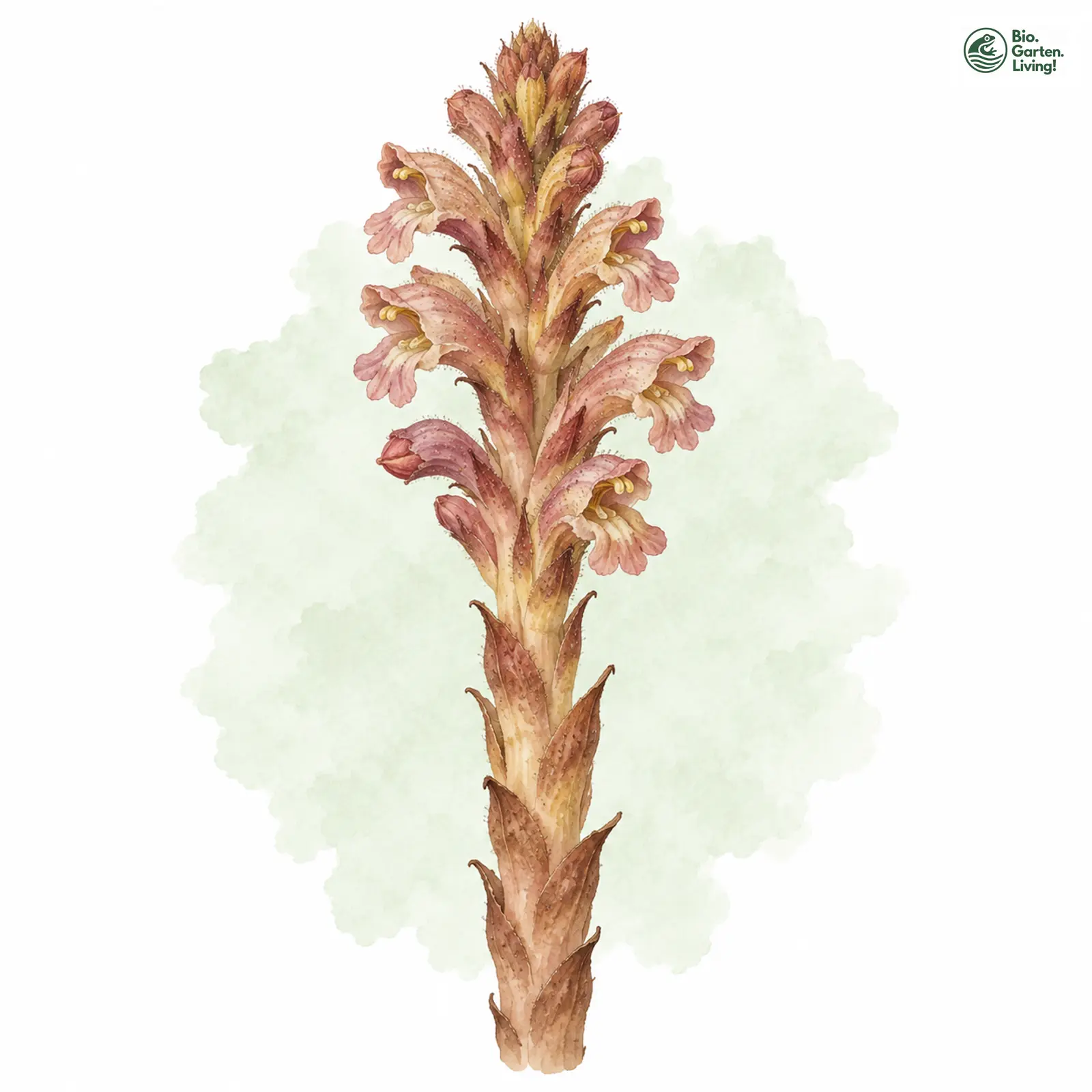 Aquarellzeichnung: Ginster-Sommerwurz (Orobanche rapum-genistae)