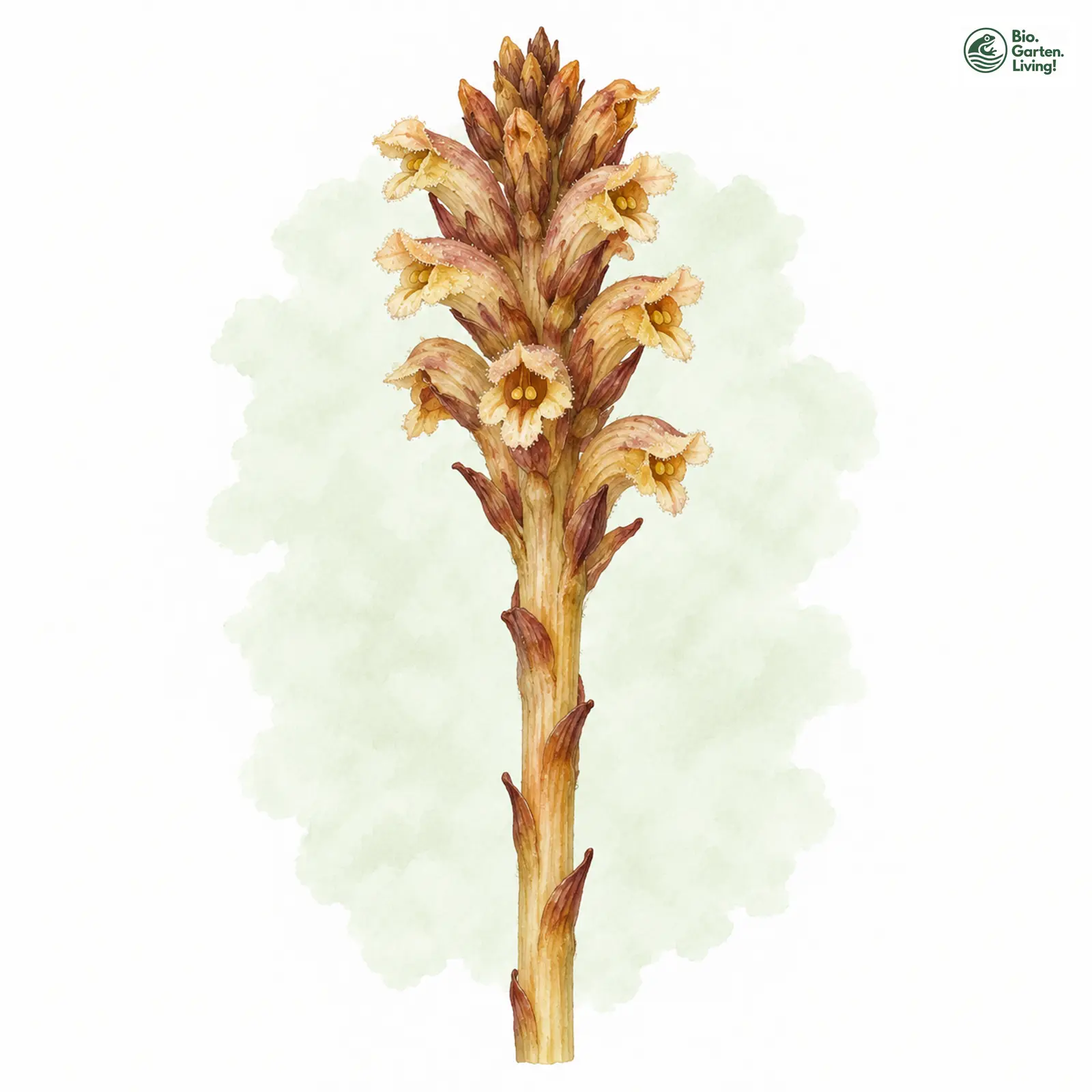 Aquarellzeichnung: Berberitzen-Sommerwurz (Orobanche rubi)