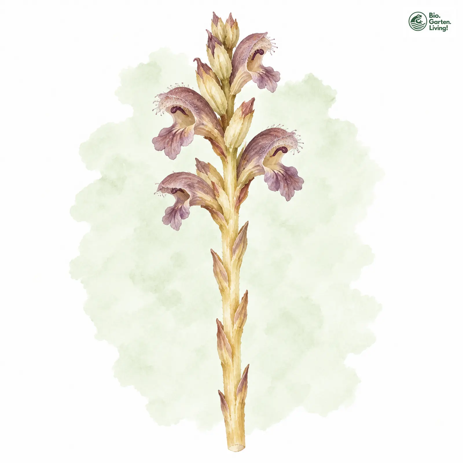 Aquarellzeichnung: Gamander-Sommerwurz (Orobanche teucrii)