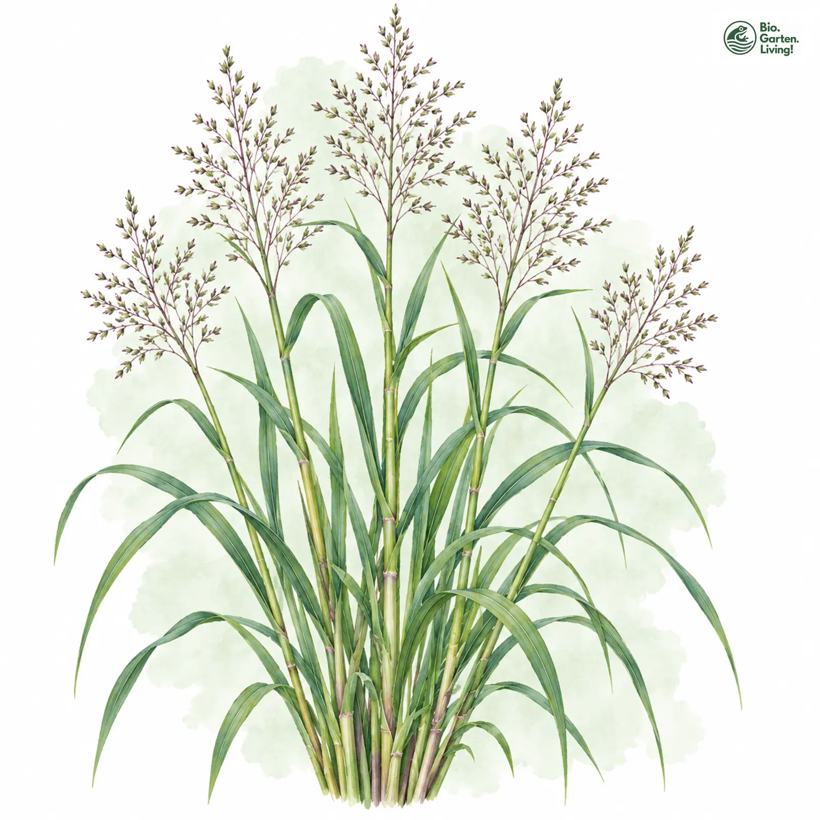Aquarellzeichnung: Rutenhirse (Panicum virgatum)