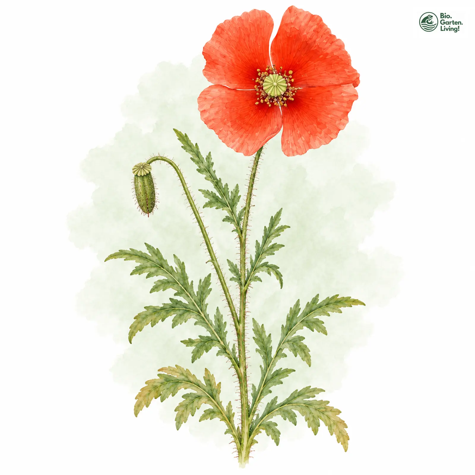 Aquarellzeichnung: Verkannter Mohn (Papaver confine)