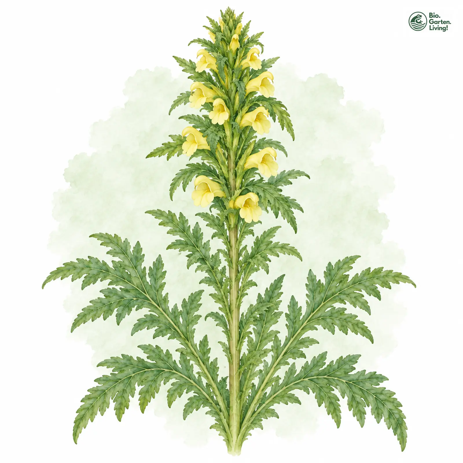 Aquarellzeichnung: Reichblättriges Läusekraut (Pedicularis foliosa)