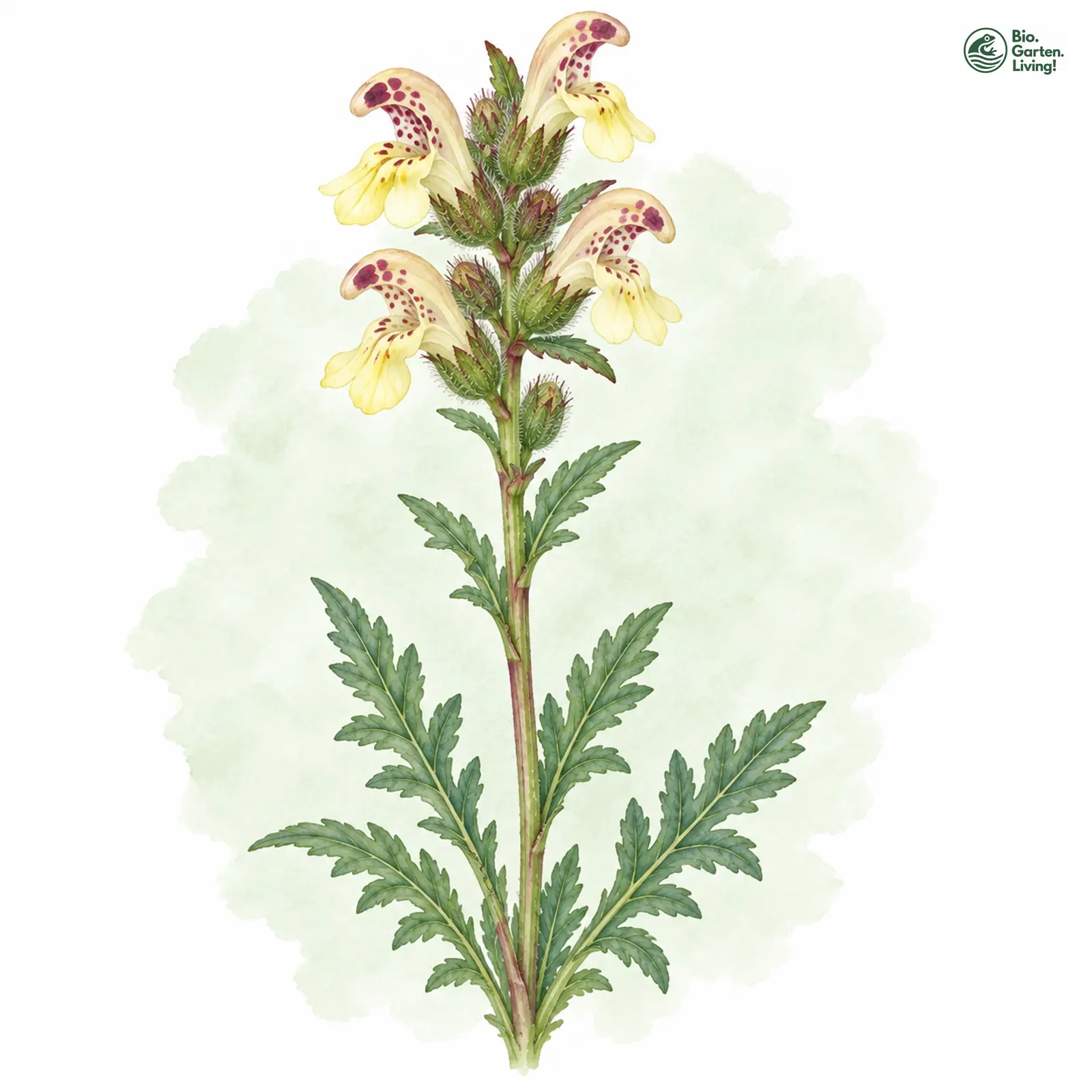 Aquarellzeichnung: Buntes Läusekraut (Pedicularis oederi)
