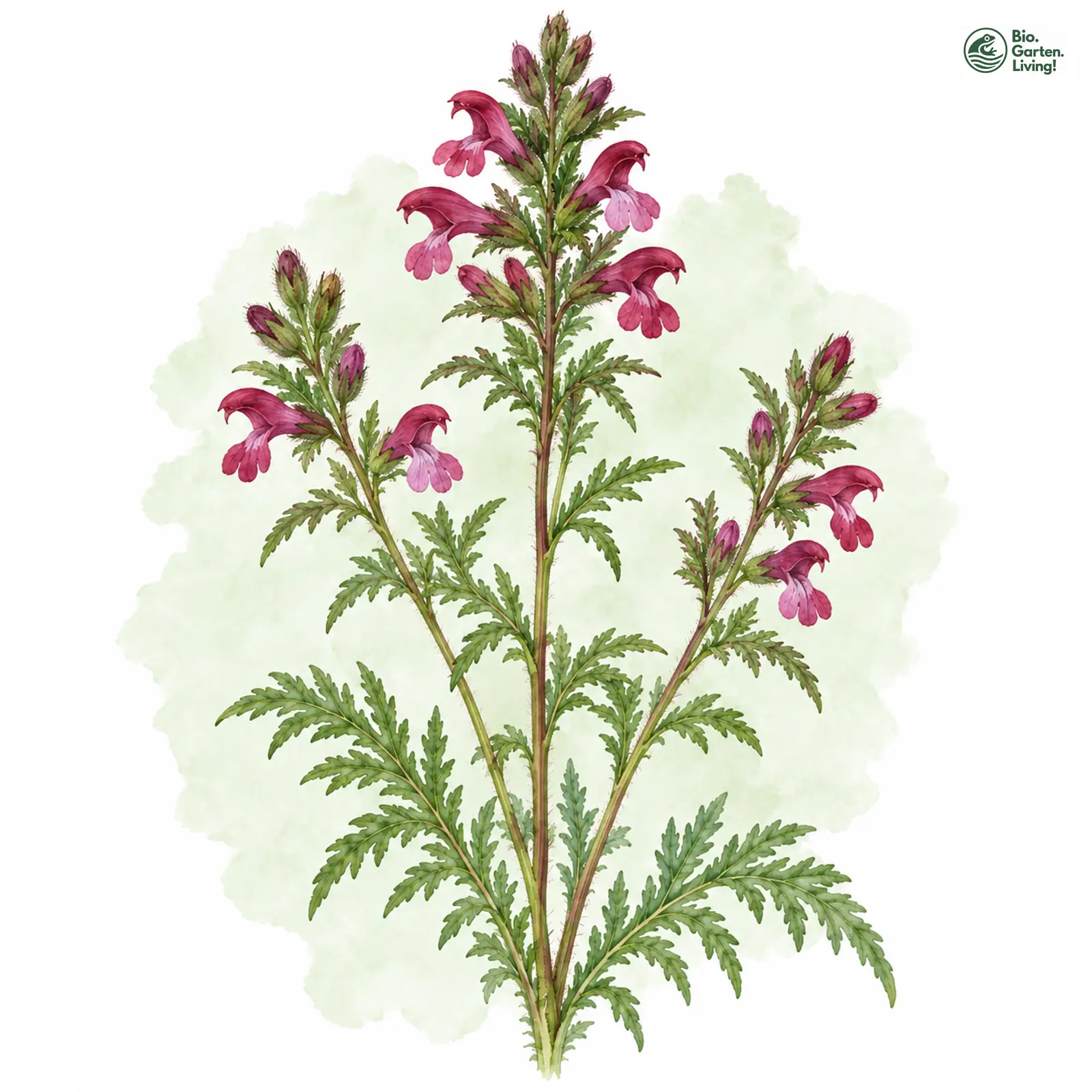 Aquarellzeichnung: Sumpf-Läusekraut (Pedicularis palustris)