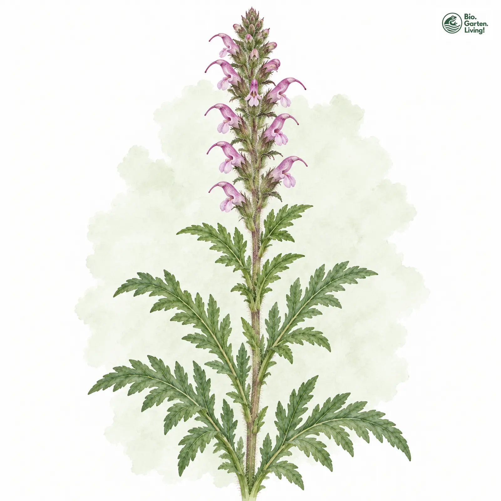 Aquarellzeichnung: Ähren-Läusekraut (Pedicularis rostratospicata)