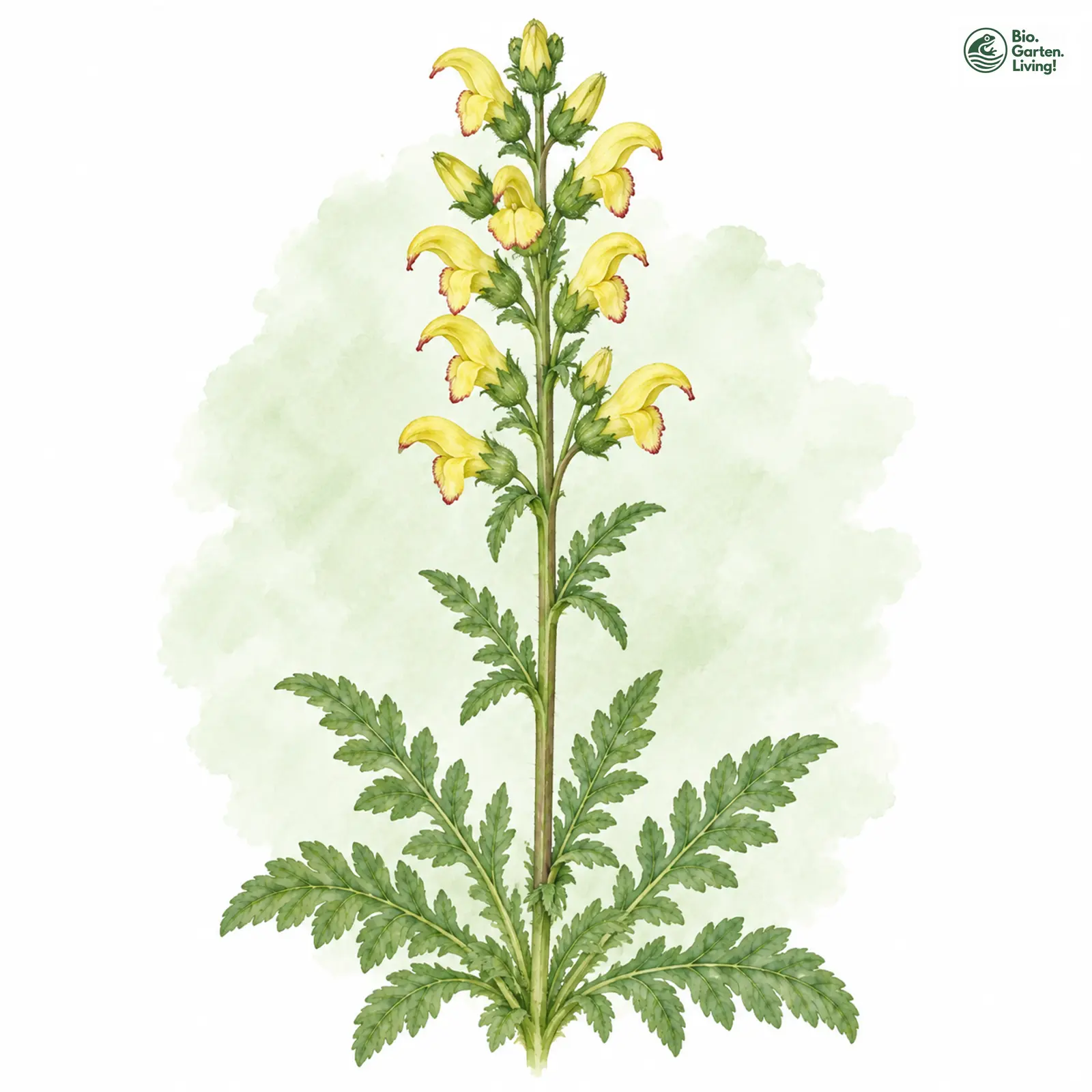 Aquarellzeichnung: Moorkönig (Pedicularis sceptrum-carolinum)