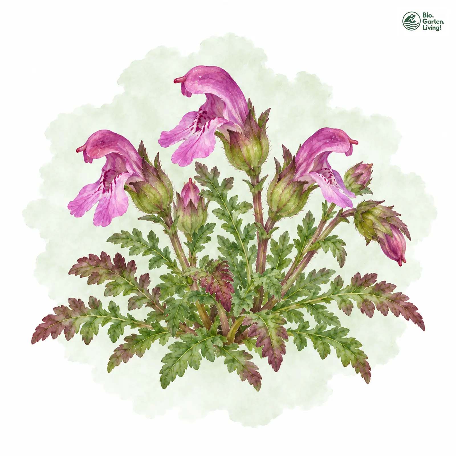 Aquarellzeichnung: Wald-Läusekraut (Pedicularis sylvatica)