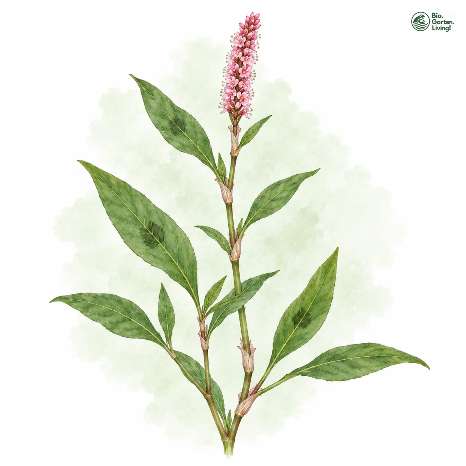 Aquarellzeichnung: Wasser-Knöterich (Persicaria amphibia)
