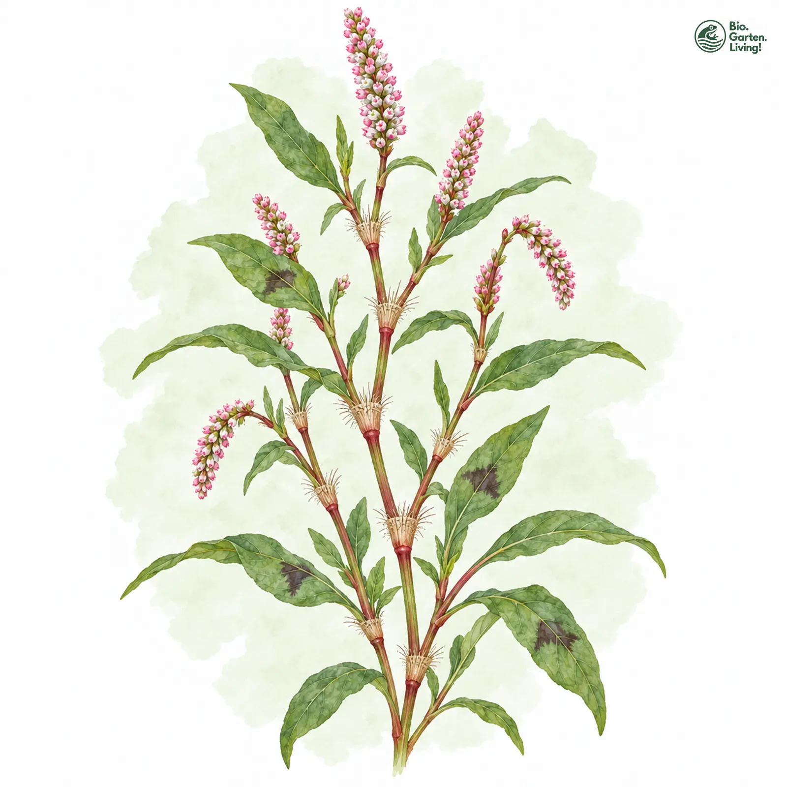 Aquarellzeichnung: Floh-Knöterich (Persicaria maculosa)