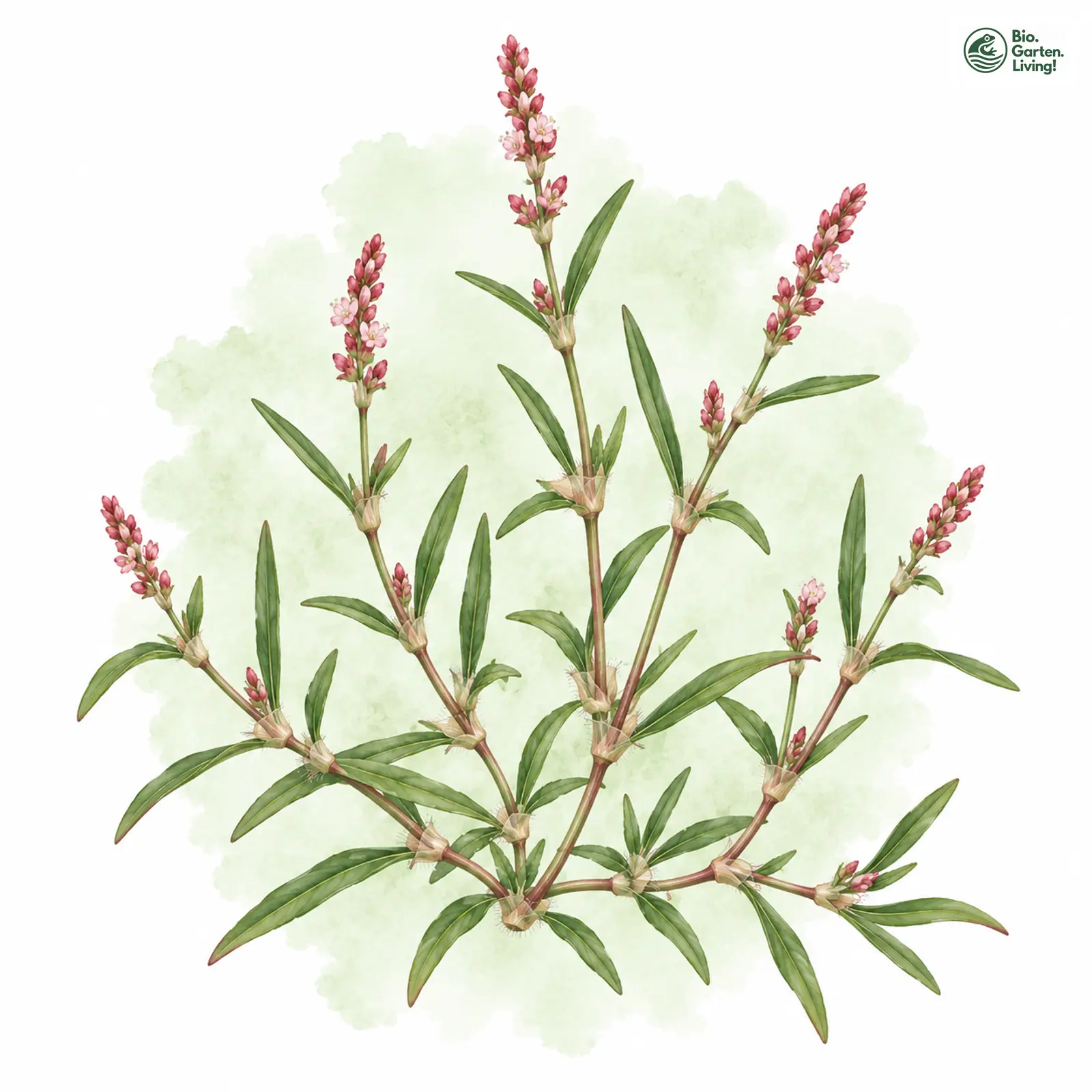 Aquarellzeichnung: Kleiner Knöterich (Persicaria minor)