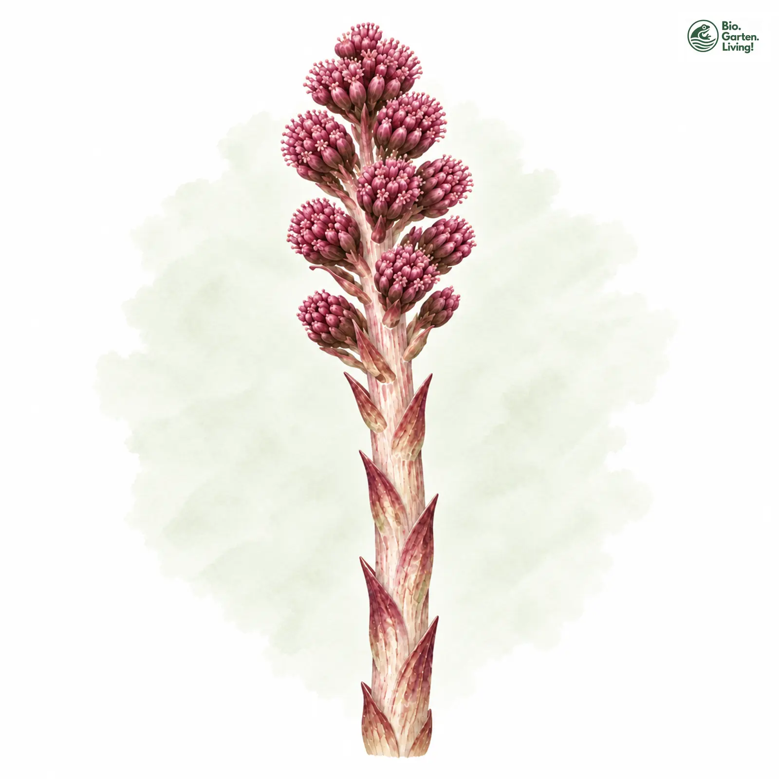 Aquarellzeichnung: Gewöhnliche Pestwurz (Petasites hybridus)