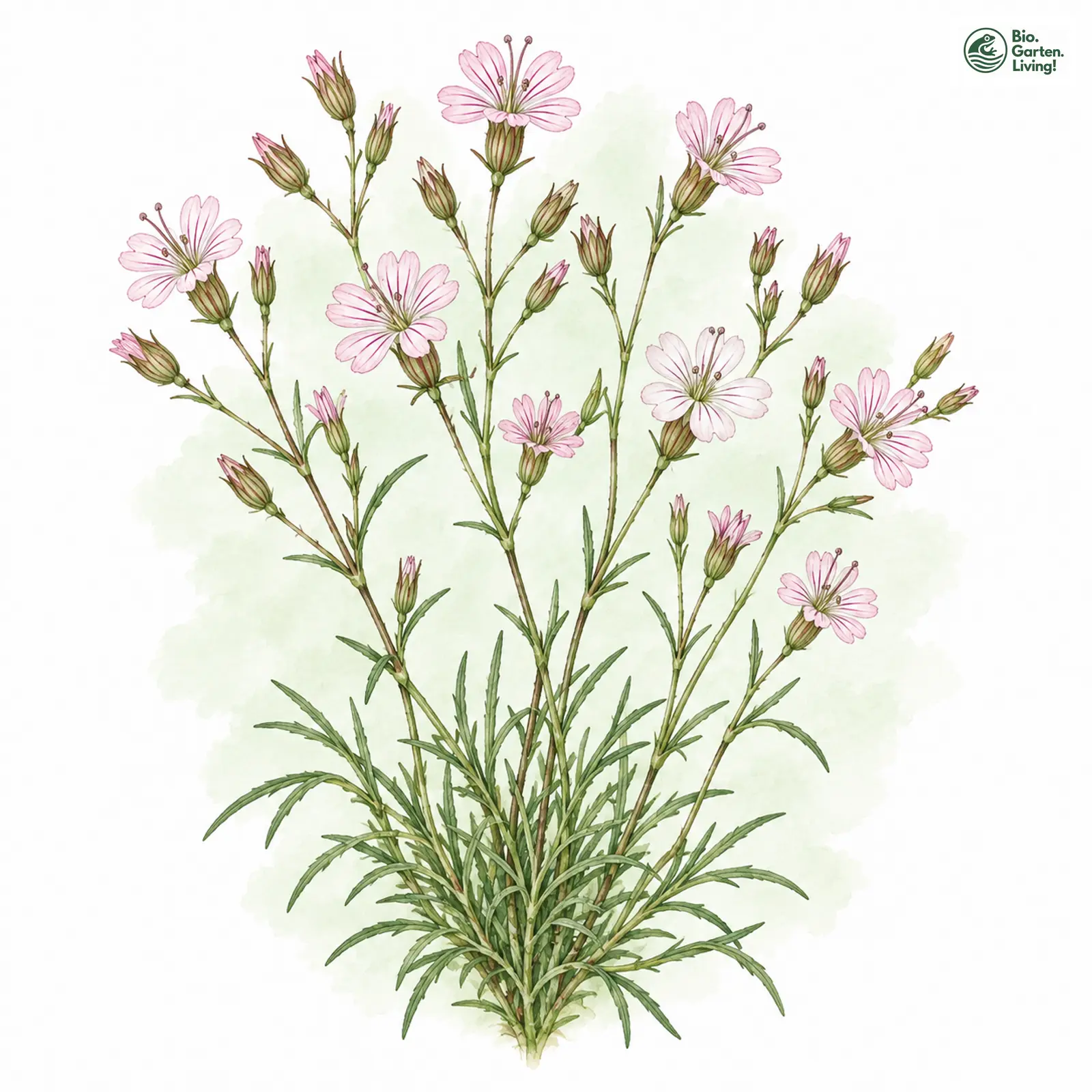 Aquarellzeichnung: Felsennelke (Petrorhagia saxifraga)