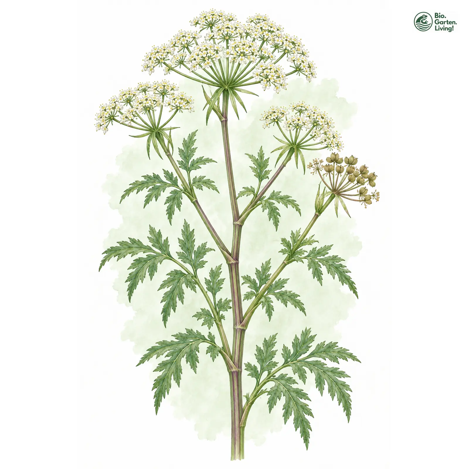 Aquarellzeichnung: Elsässer Haarstrang (Peucedanum alsaticum)