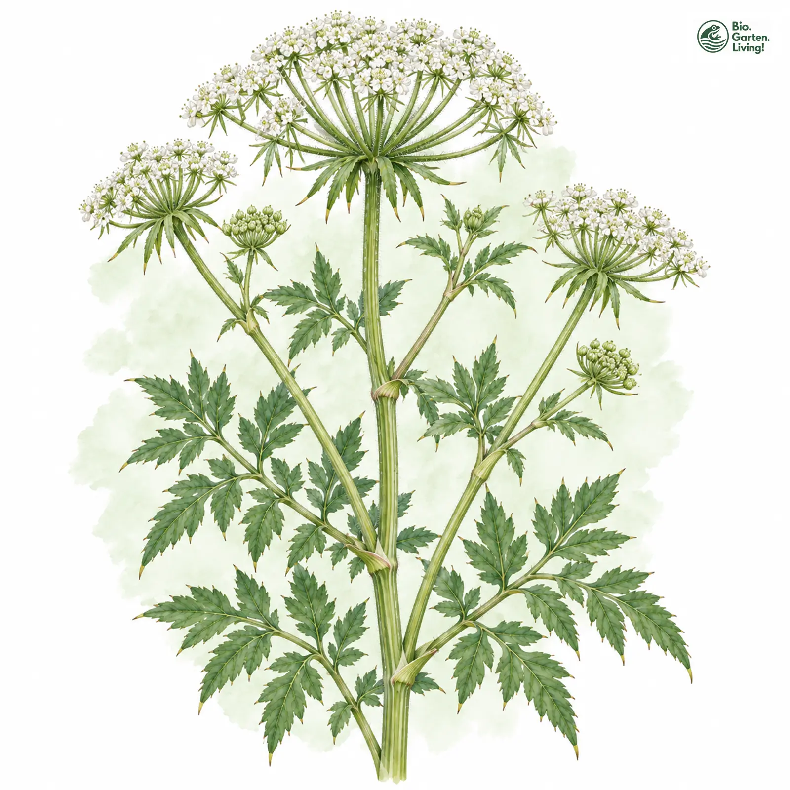 Aquarellzeichnung: Hirsch-Haarstrang (Peucedanum cervaria)