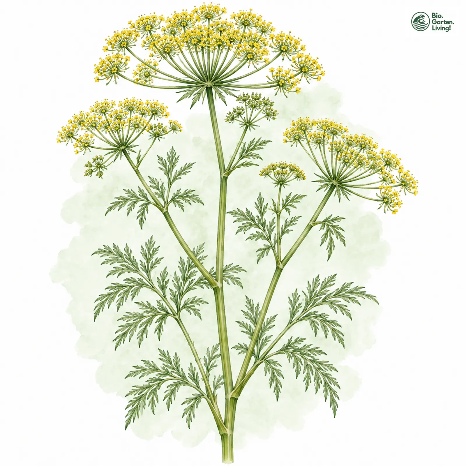 Aquarellzeichnung: Echter Haarstrang (Peucedanum officinale)
