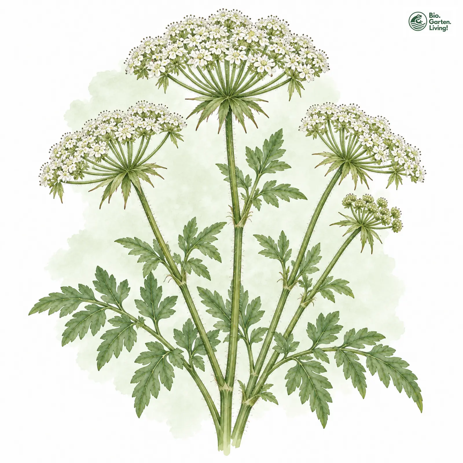Aquarellzeichnung: Berg-Haarstrang (Peucedanum oreoselinum)