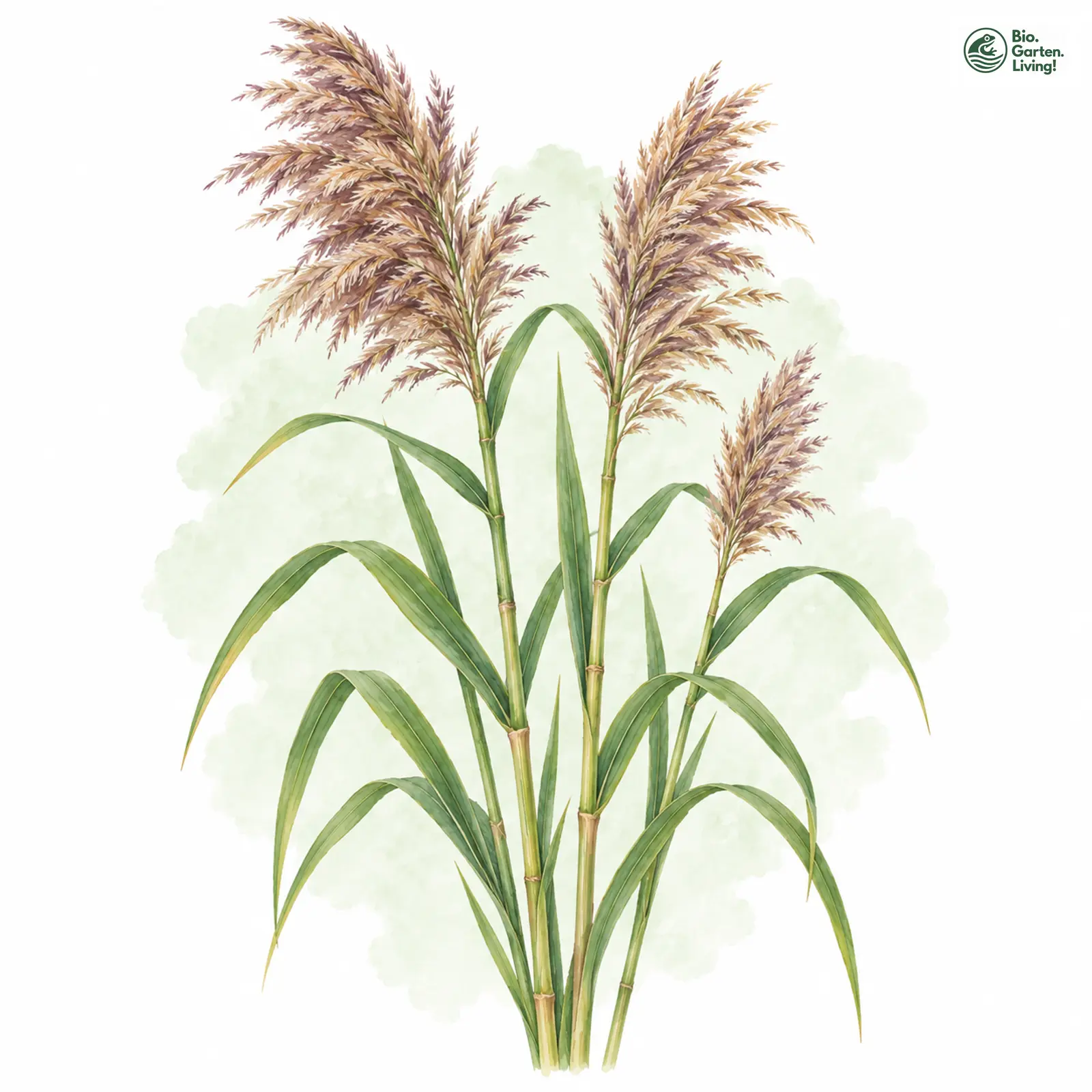 Aquarellzeichnung: Gewöhnliches Schilf (Phragmites australis)