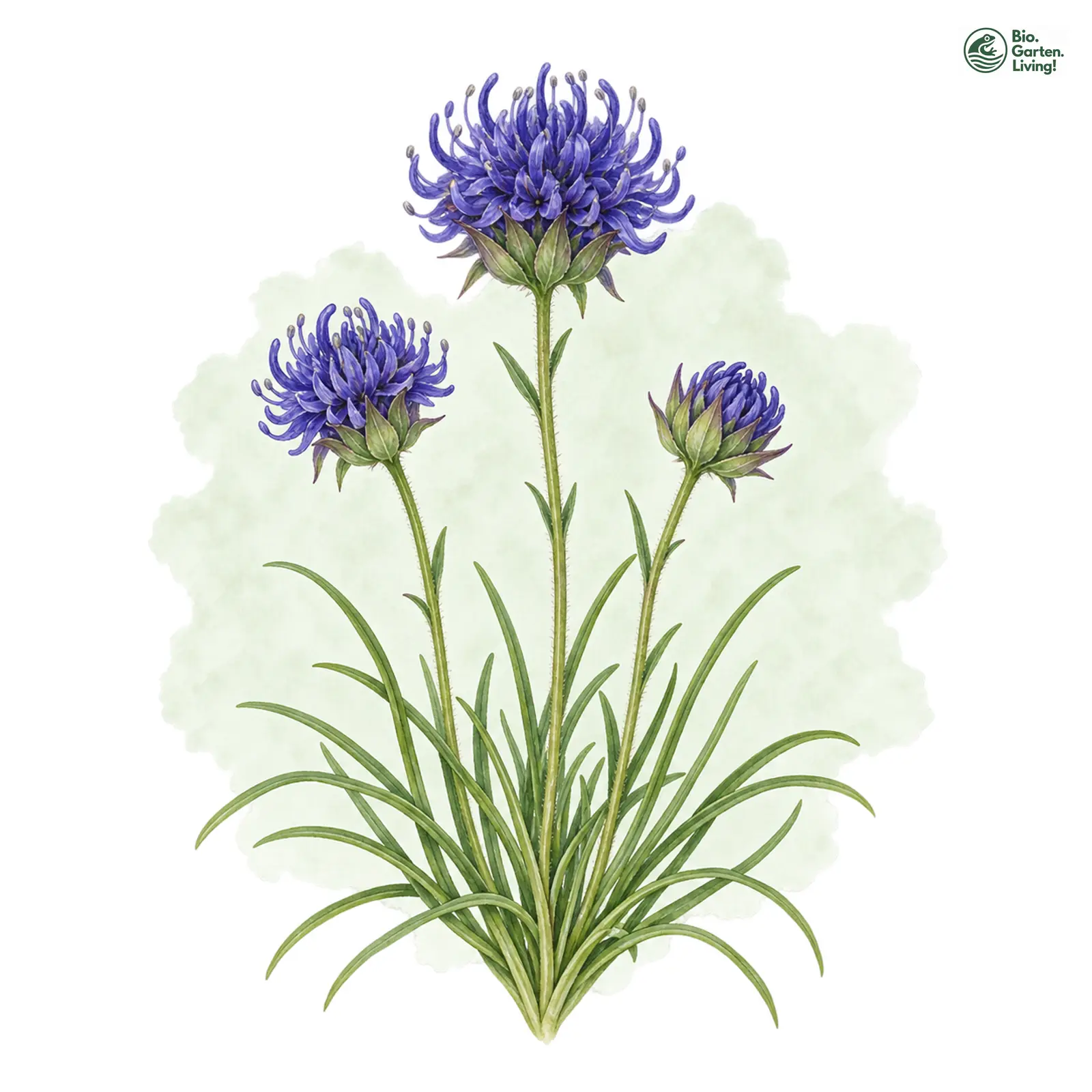Aquarellzeichnung: Halbkuglige Teufelskralle (Phyteuma hemisphaericum)