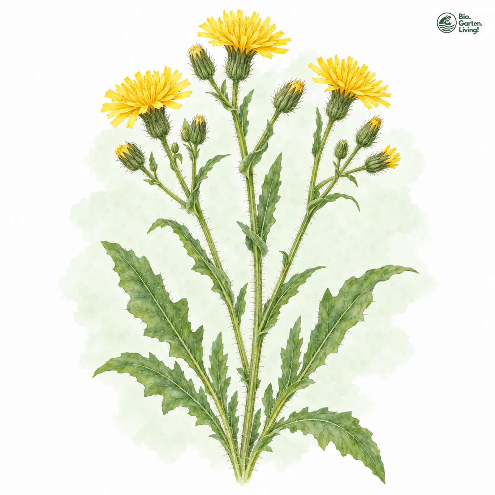Aquarellzeichnung: Gewöhnliches Bitterkraut (Picris hieracioides (im weiteren Sinne))