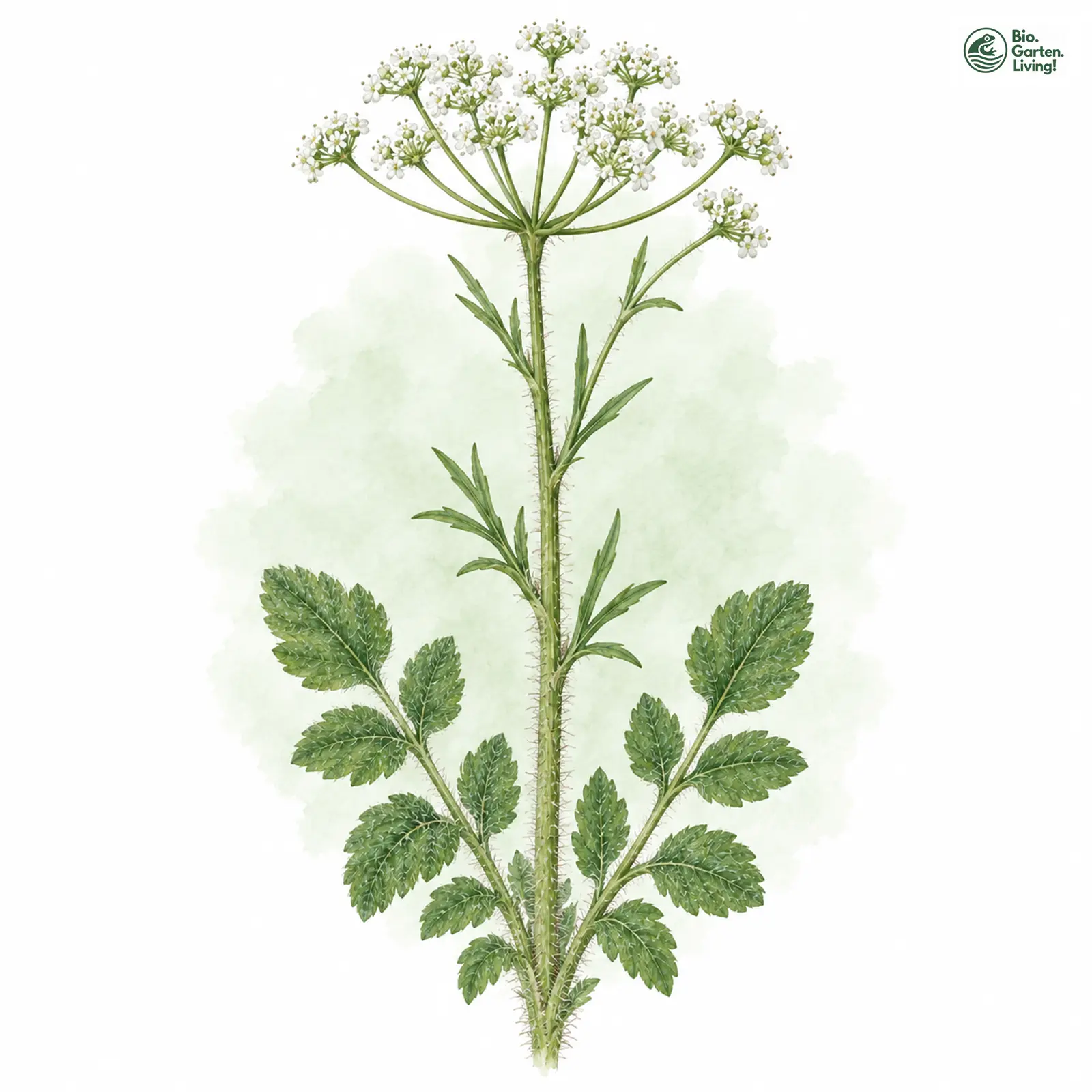 Aquarellzeichnung: Schwarze Pimpinelle (Pimpinella nigra (im engeren Sinne))