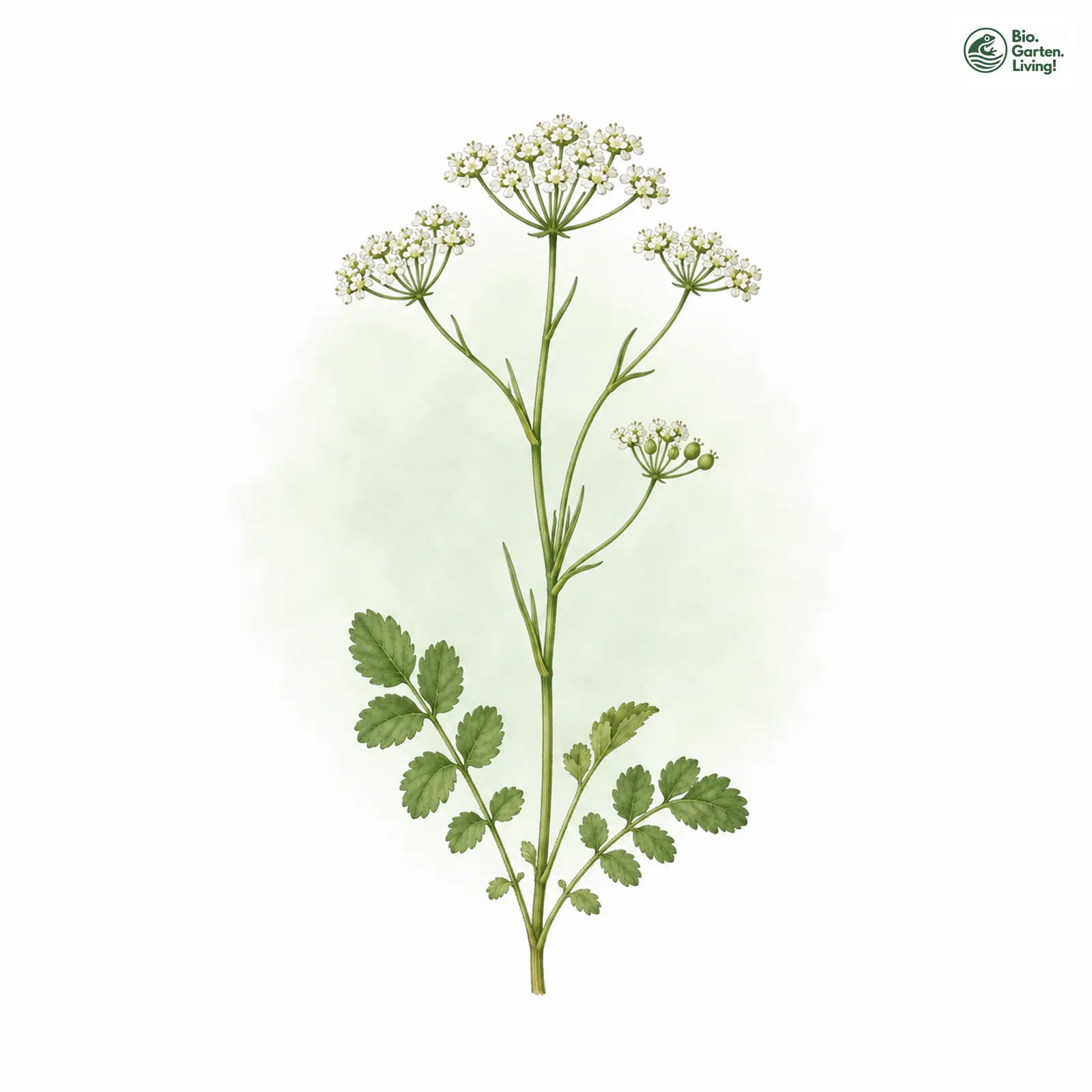 Aquarellzeichnung: Kleine Pimpinelle (Pimpinella saxifraga)