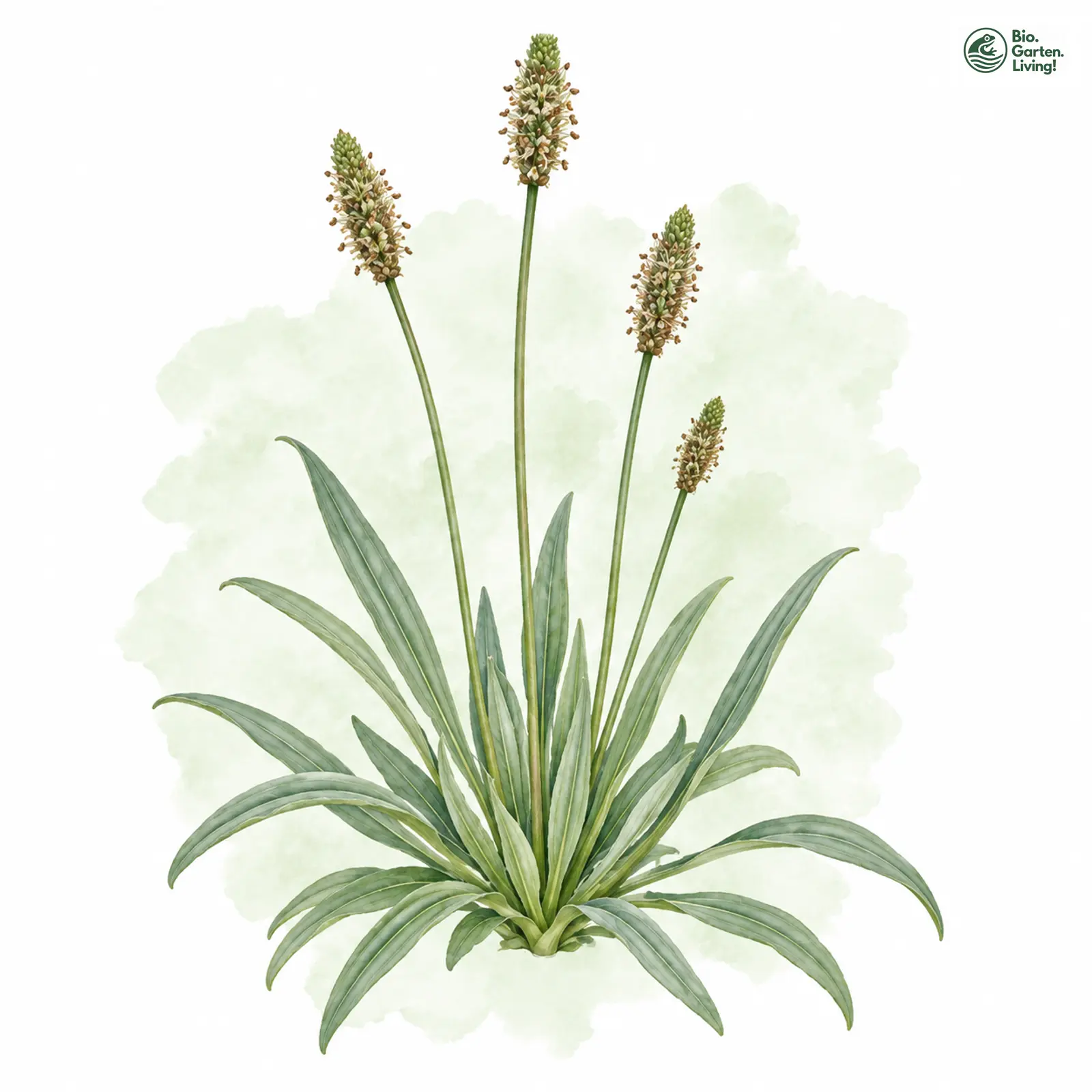 Aquarellzeichnung: Strand-Wegerich (Plantago maritima (im engeren Sinne))