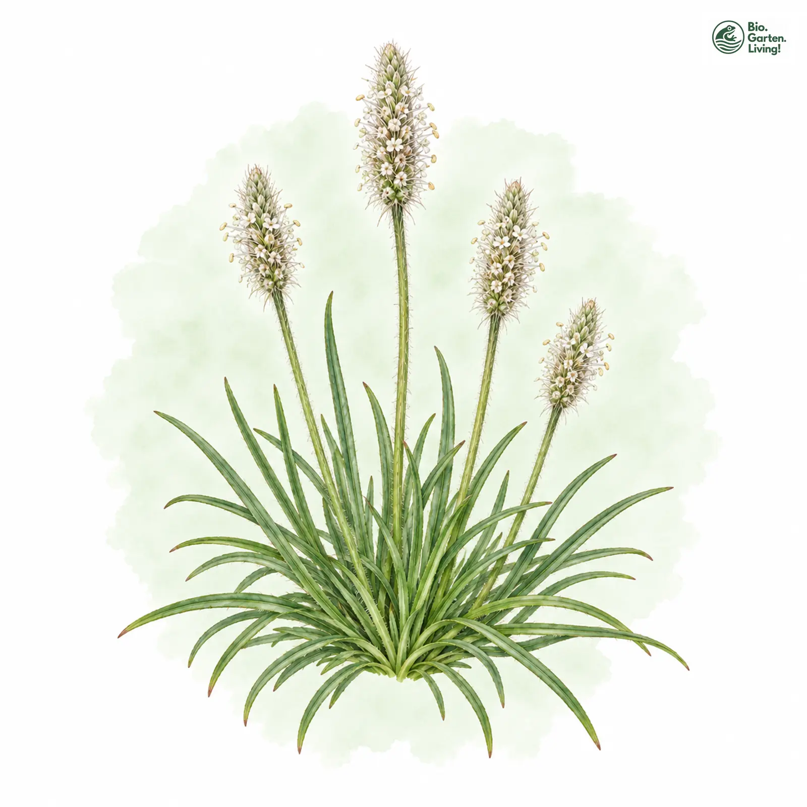 Aquarellzeichnung: Schlangen-Wegerich (Plantago strictissima)