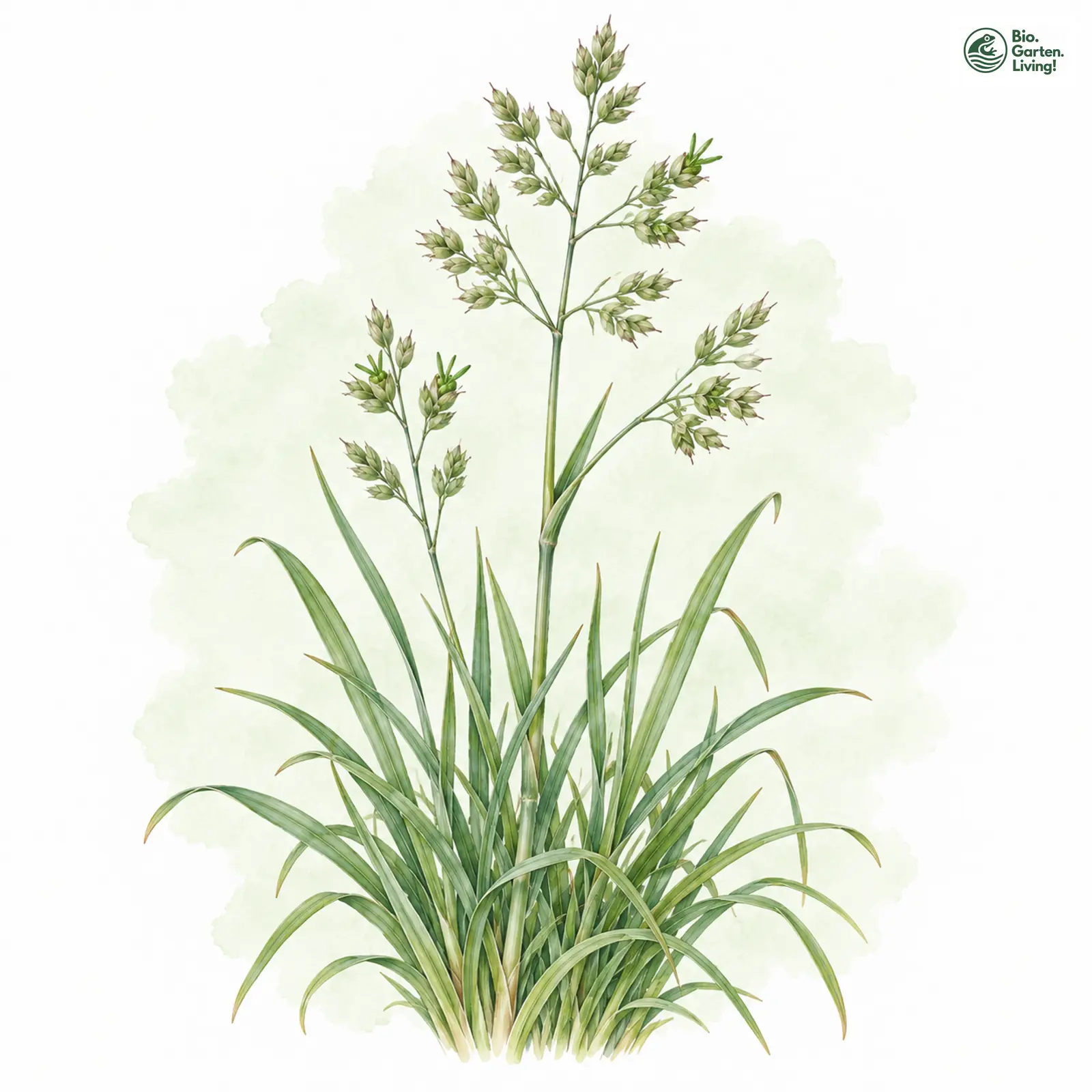 Aquarellzeichnung: Alpen-Rispengras (Poa alpina)