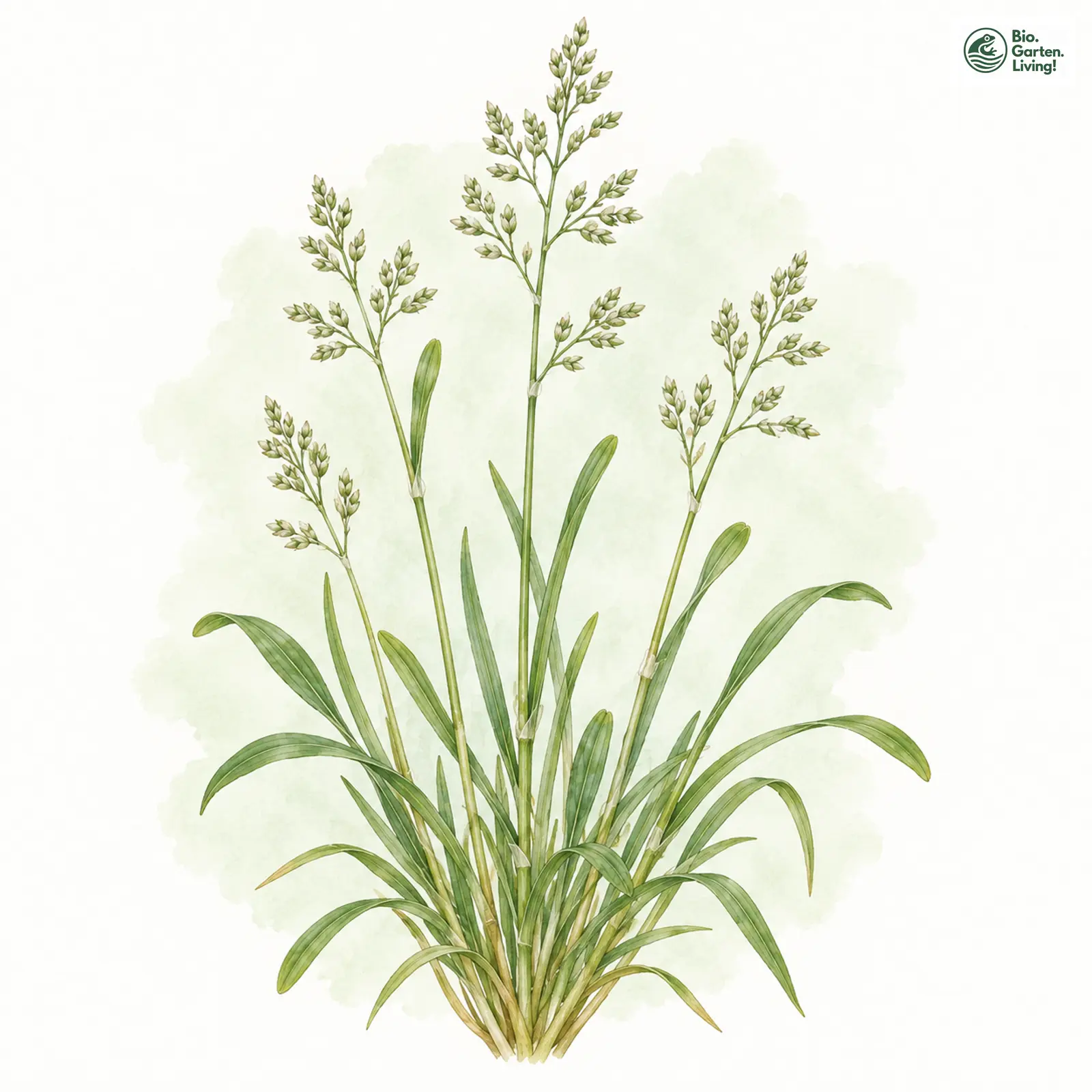 Aquarellzeichnung: Einjähriges Rispengras (Poa annua)
