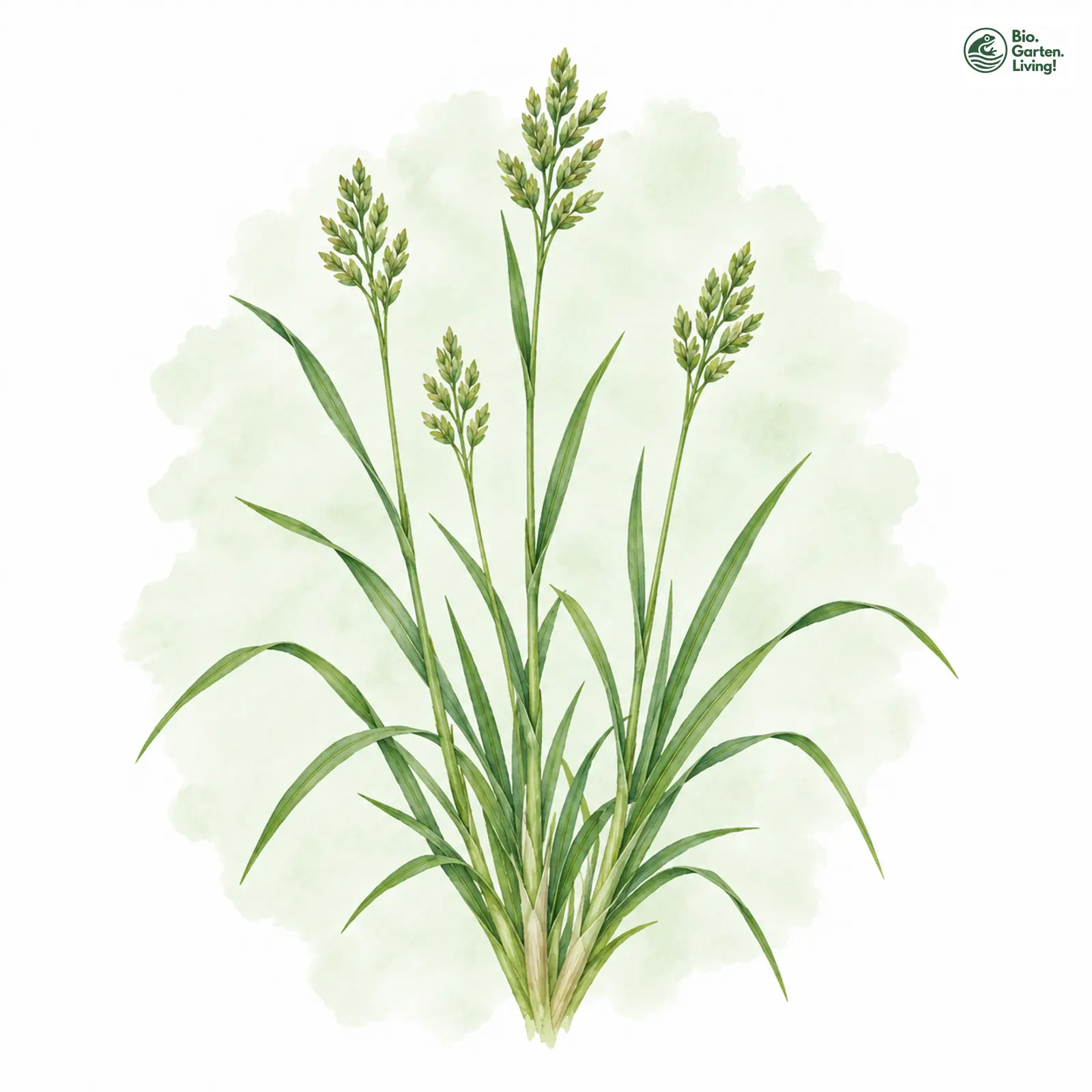 Aquarellzeichnung: Zwiebel-Rispengras (Poa bulbosa)