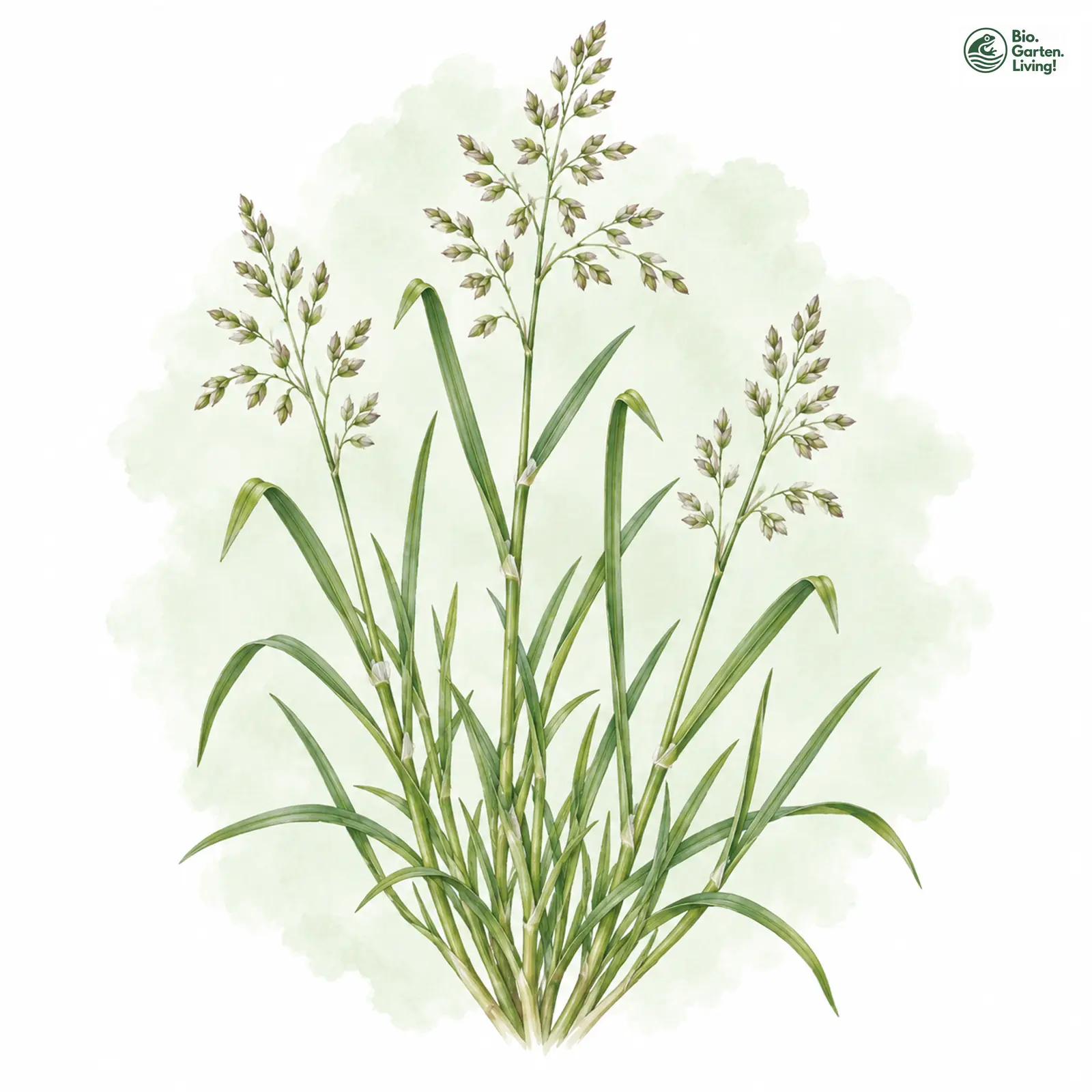 Aquarellzeichnung: Läger-Rispengras (Poa supina)