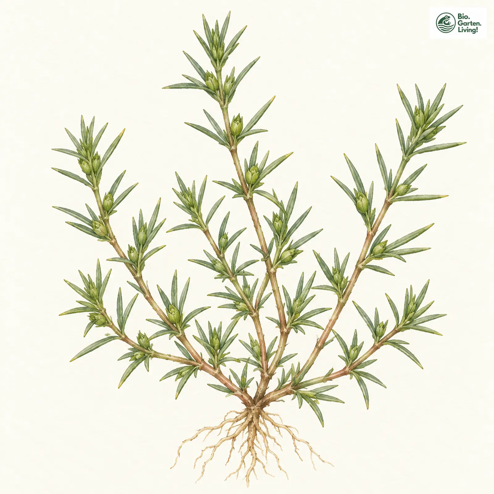 Aquarellzeichnung: Acker-Knorpelkraut (Polycnemum arvense)