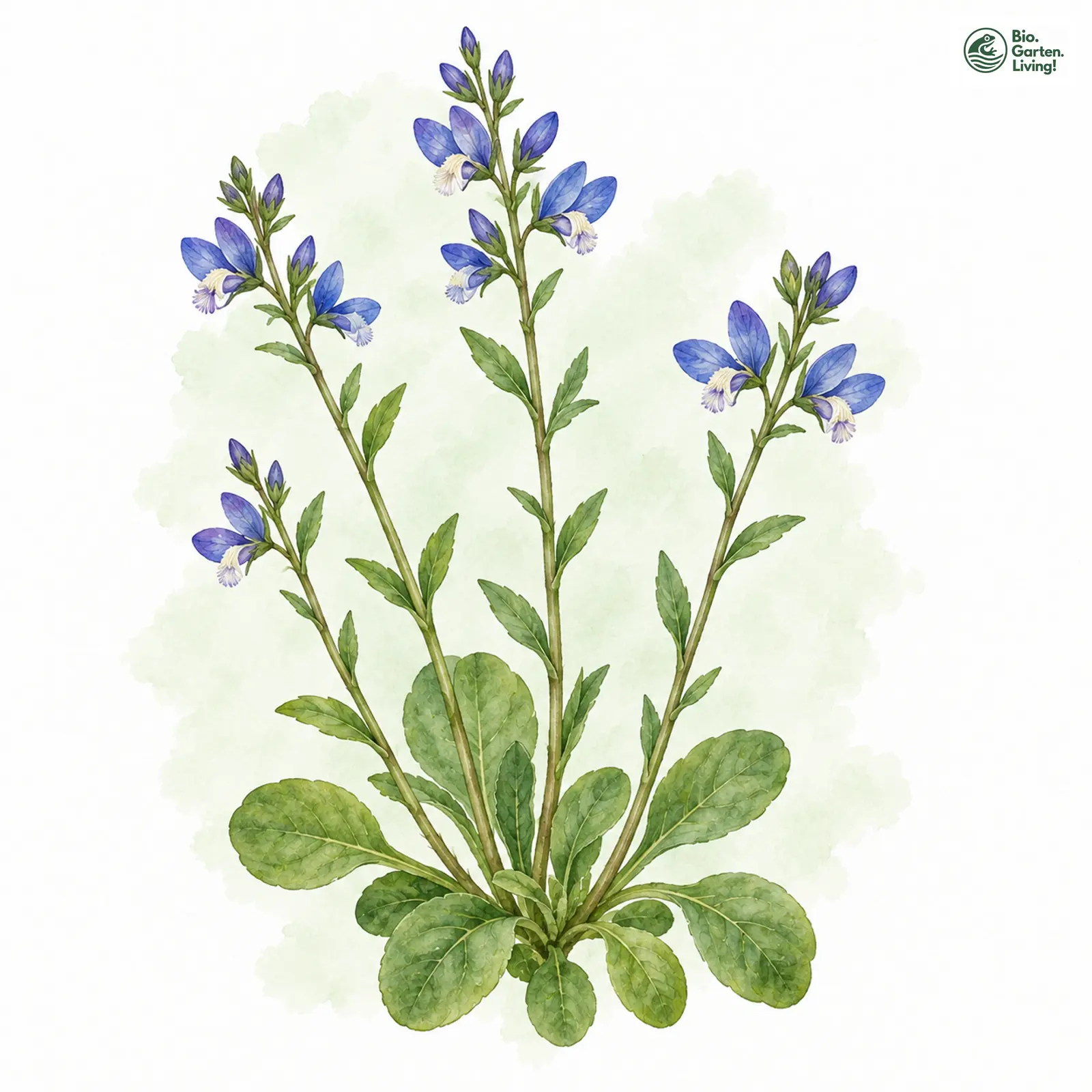 Aquarellzeichnung: Bitteres Kreuzblümchen (Polygala amara)