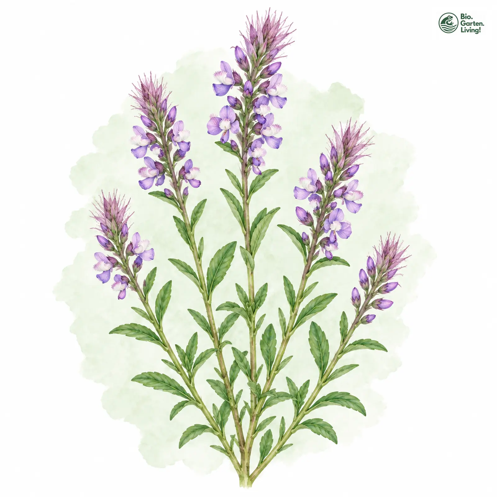 Aquarellzeichnung: Schopf-Kreuzblümchen (Polygala comosa)