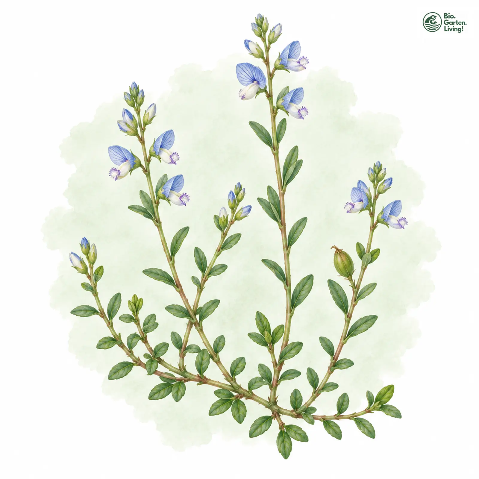 Aquarellzeichnung: Quendel-Kreuzblümchen (Polygala serpyllifolia)