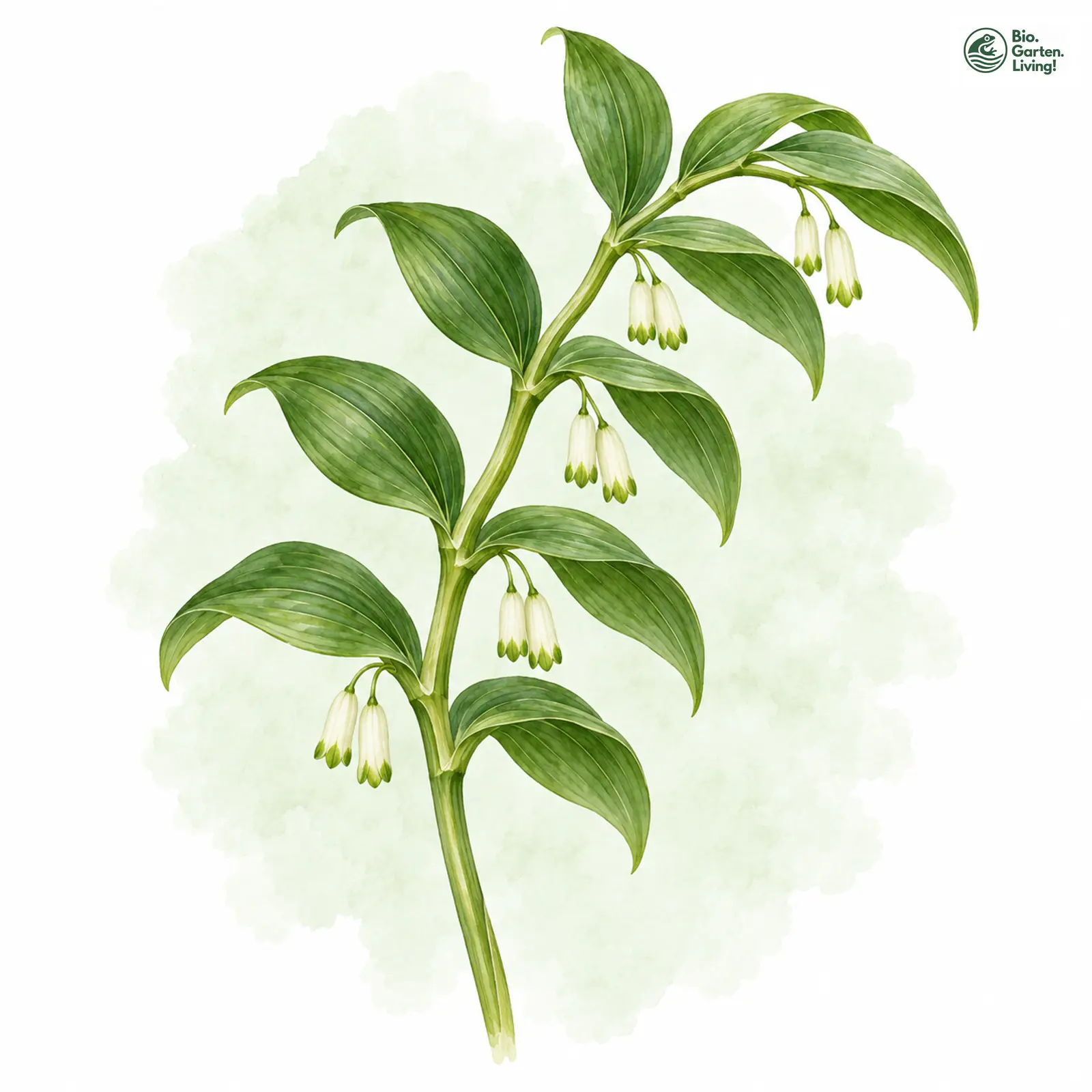 Aquarellzeichnung: Duftende Weißwurz (Polygonatum odoratum)